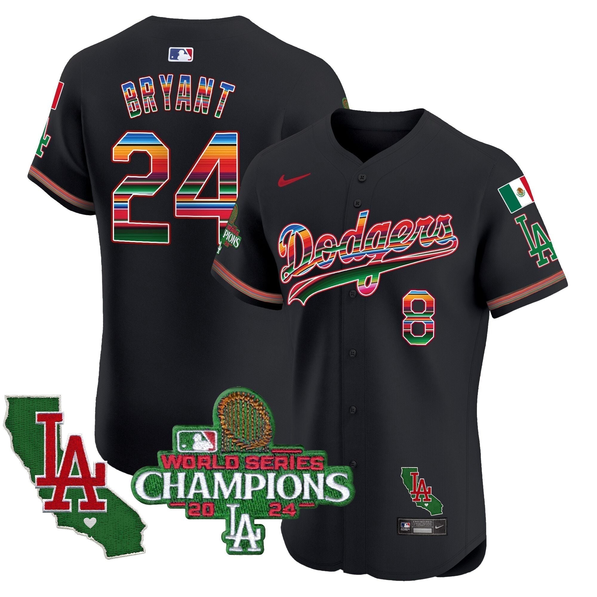 Dodgers Mexico 2024 World Series Champions Vapor Premier Elite Jersey - Stitched