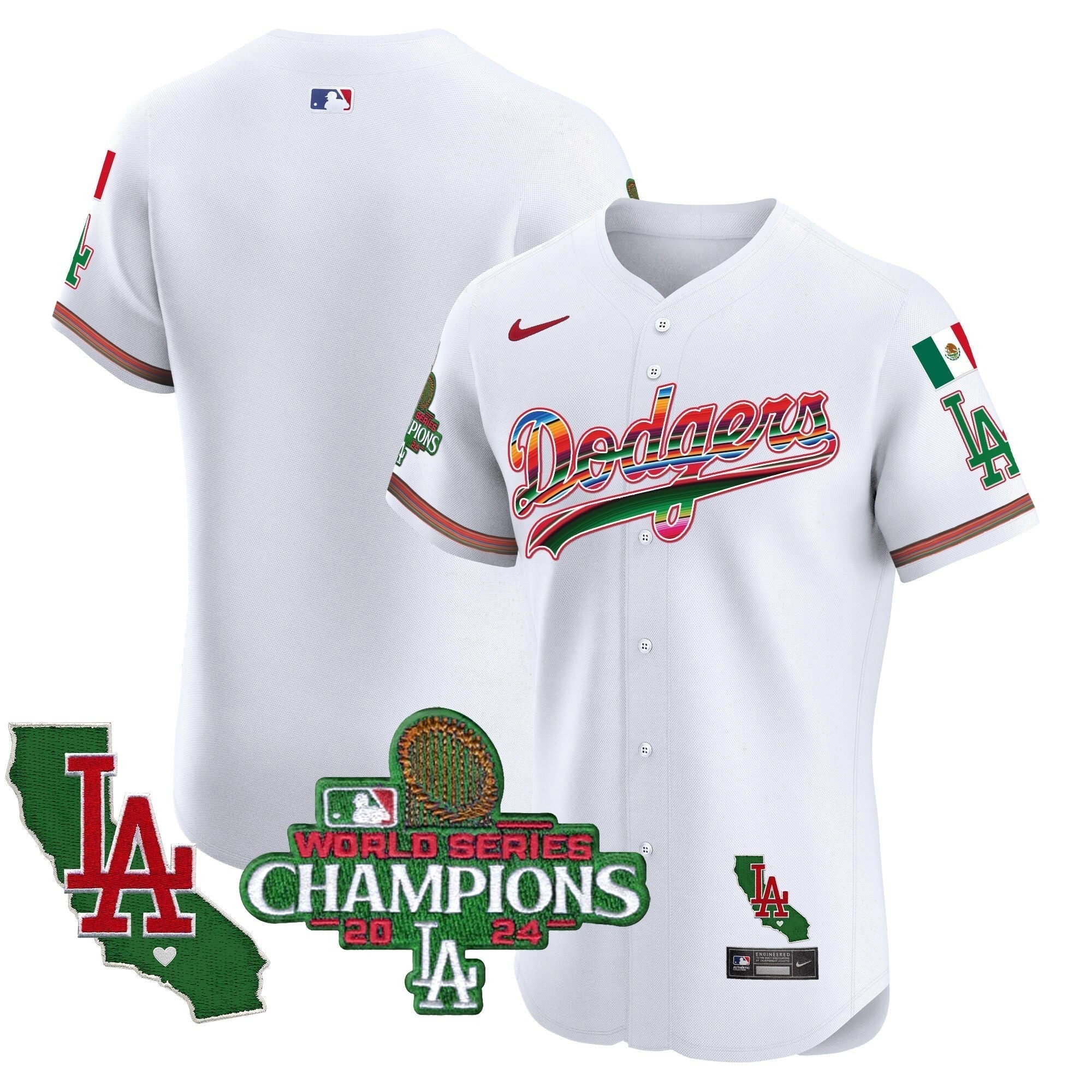 Dodgers Mexico 2024 World Series Champions Vapor Premier Elite Jersey - Stitched