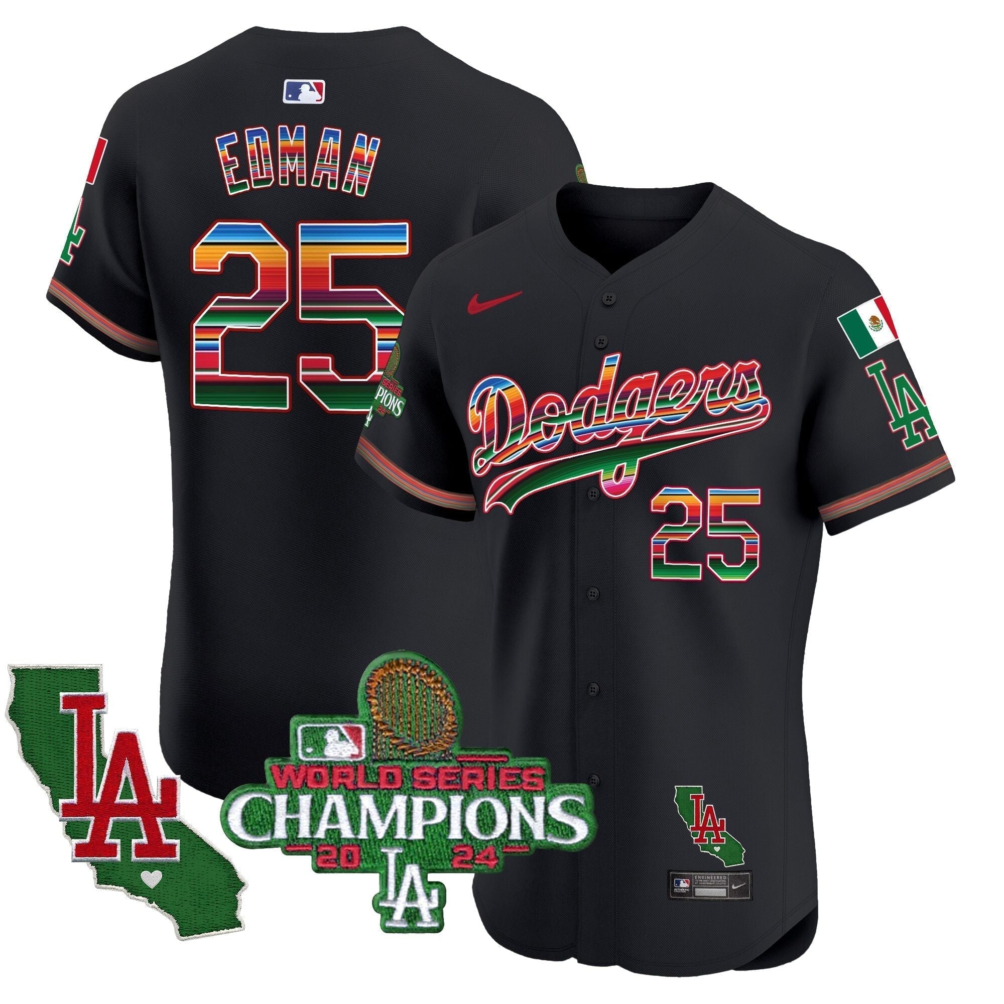 Dodgers Mexico 2024 World Series Champions Vapor Premier Elite Jersey - Stitched