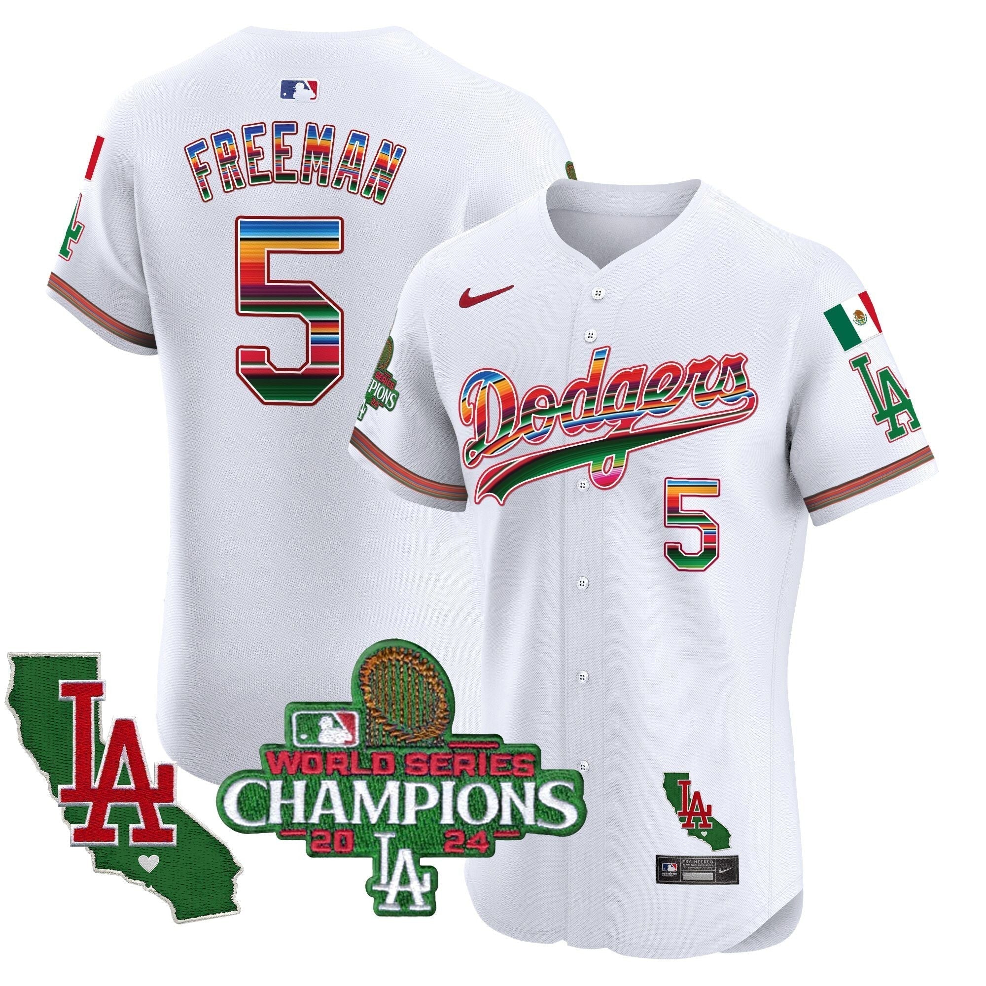 Dodgers Mexico 2024 World Series Champions Vapor Premier Elite Jersey - Stitched