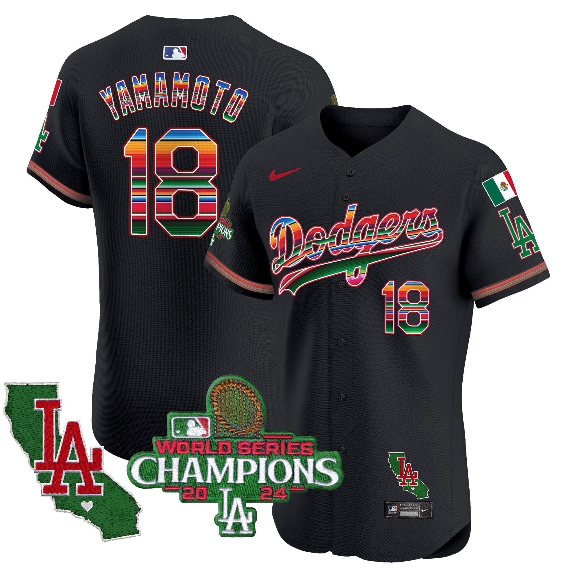 Dodgers Mexico 2024 World Series Champions Vapor Premier Elite Jersey - Stitched