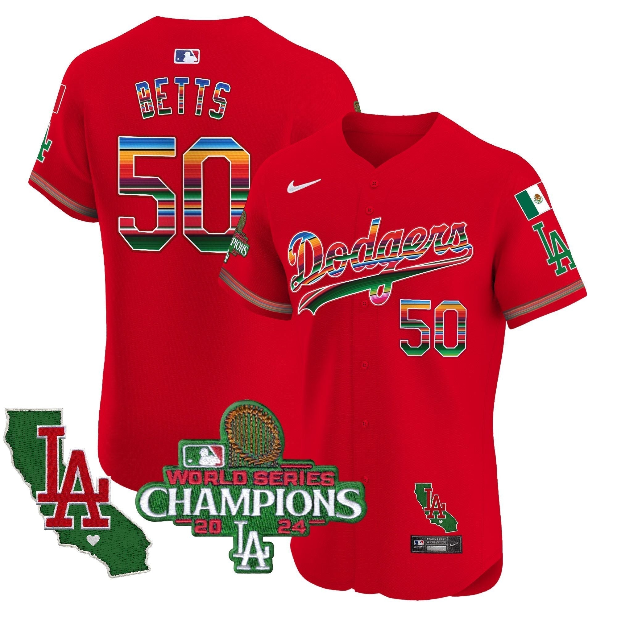 Dodgers Mexico 2024 World Series Champions Vapor Premier Elite Jersey - Stitched