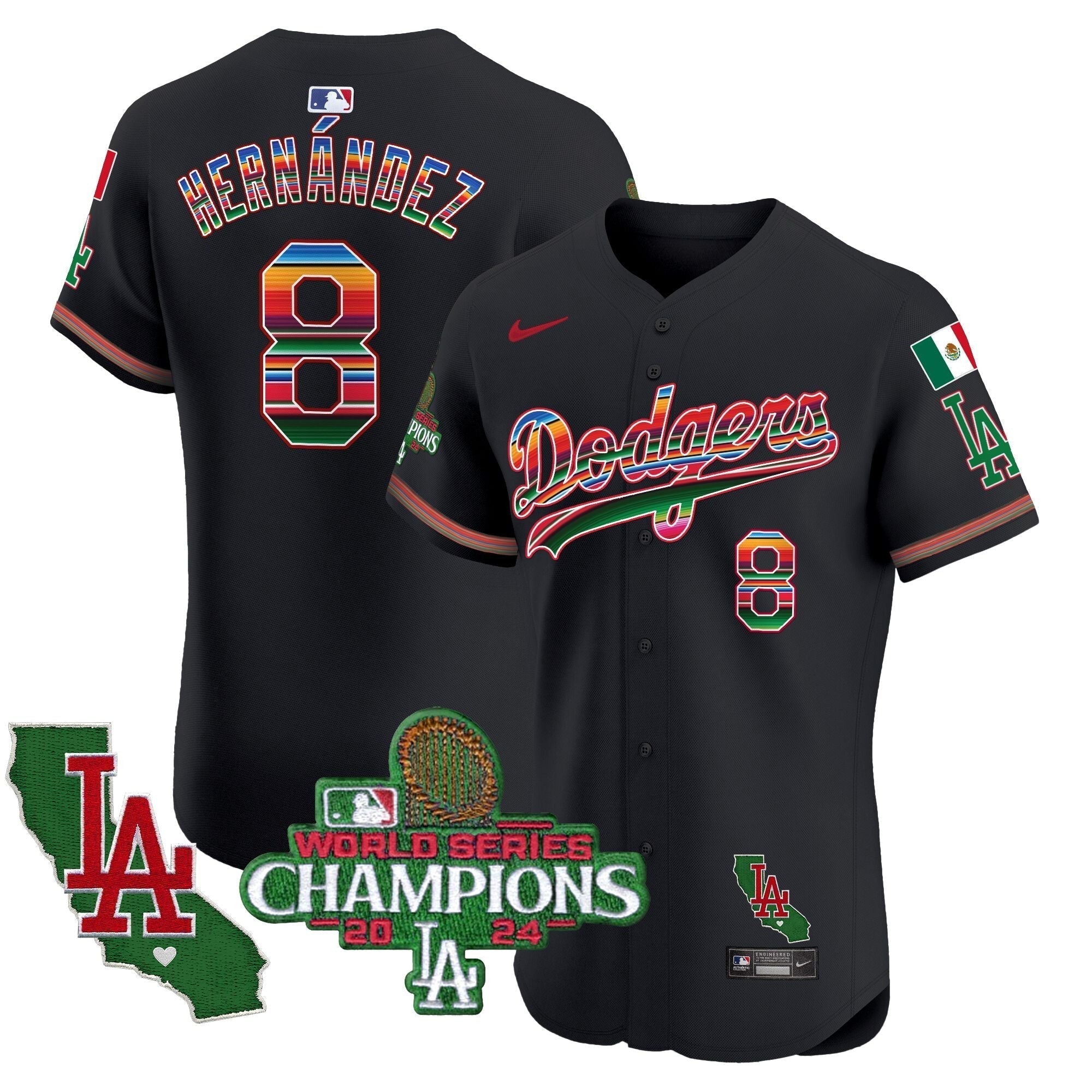 Dodgers Mexico 2024 World Series Champions Vapor Premier Elite Jersey - Stitched