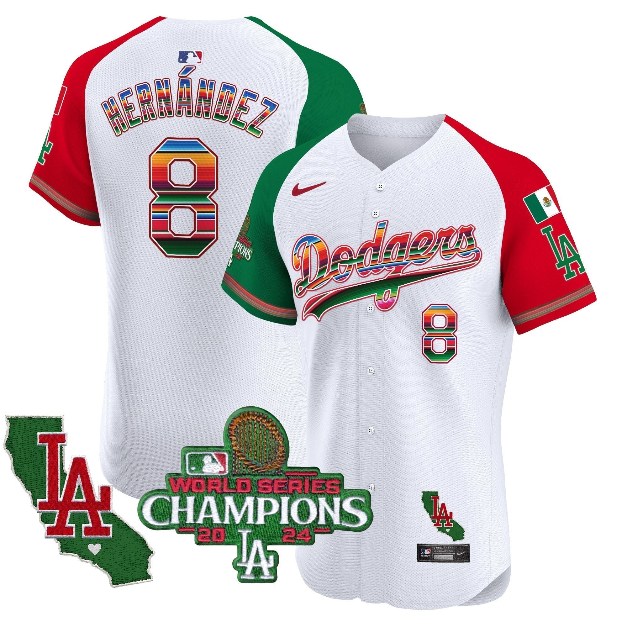 Dodgers Mexico 2024 World Series Champions Vapor Premier Elite Jersey - Stitched