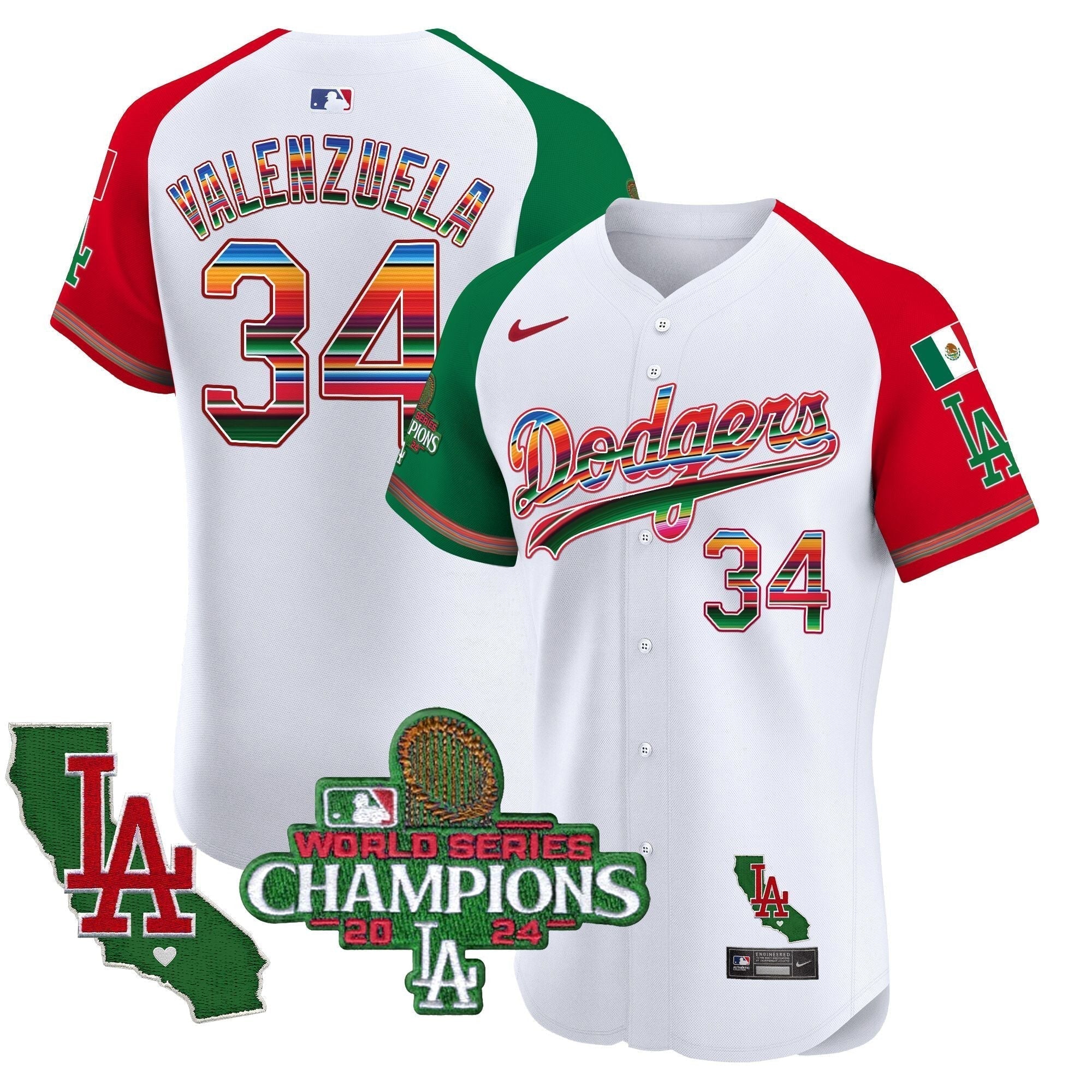 Dodgers Mexico 2024 World Series Champions Vapor Premier Elite Jersey - Stitched