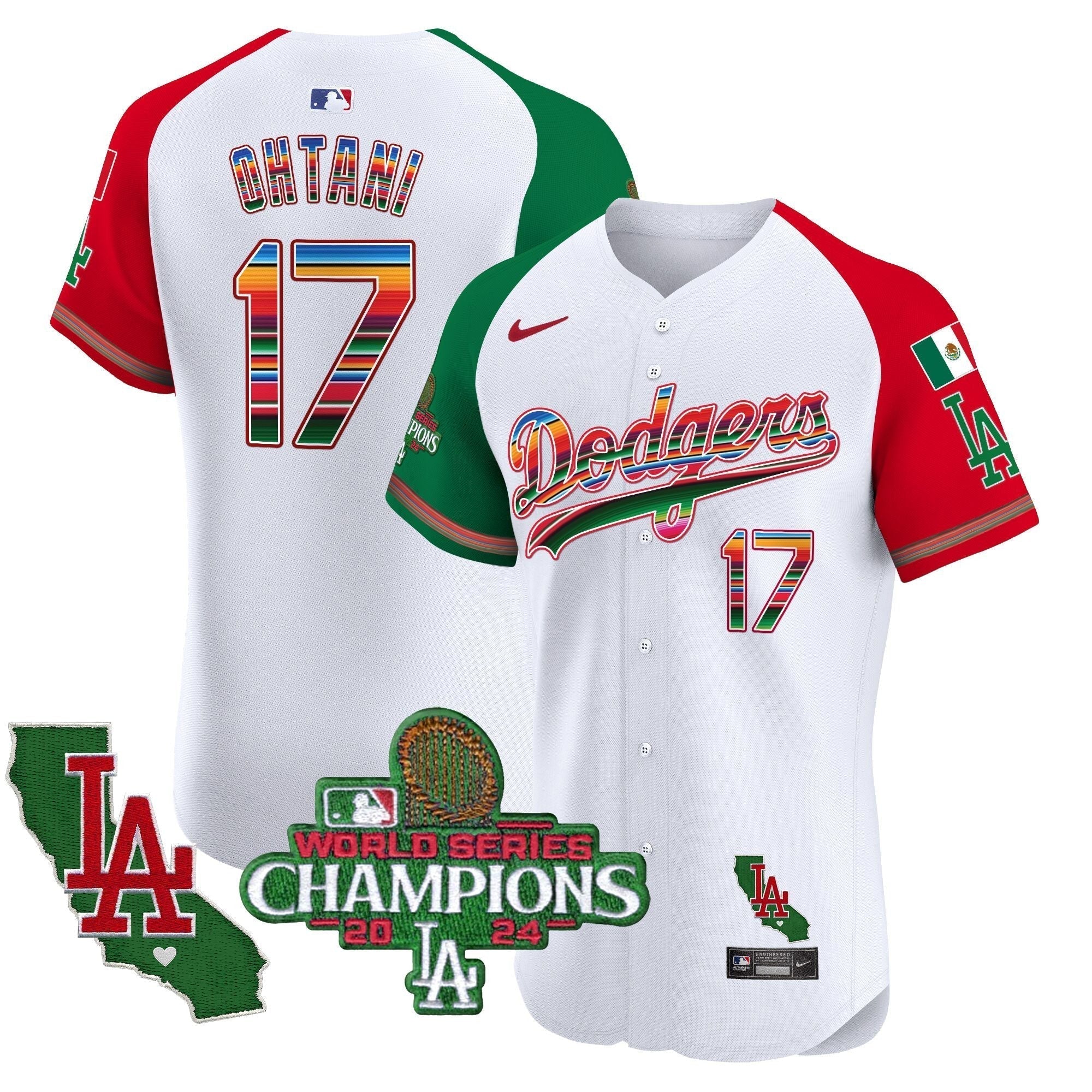 Dodgers Mexico 2024 World Series Champions Vapor Premier Elite Jersey - Stitched