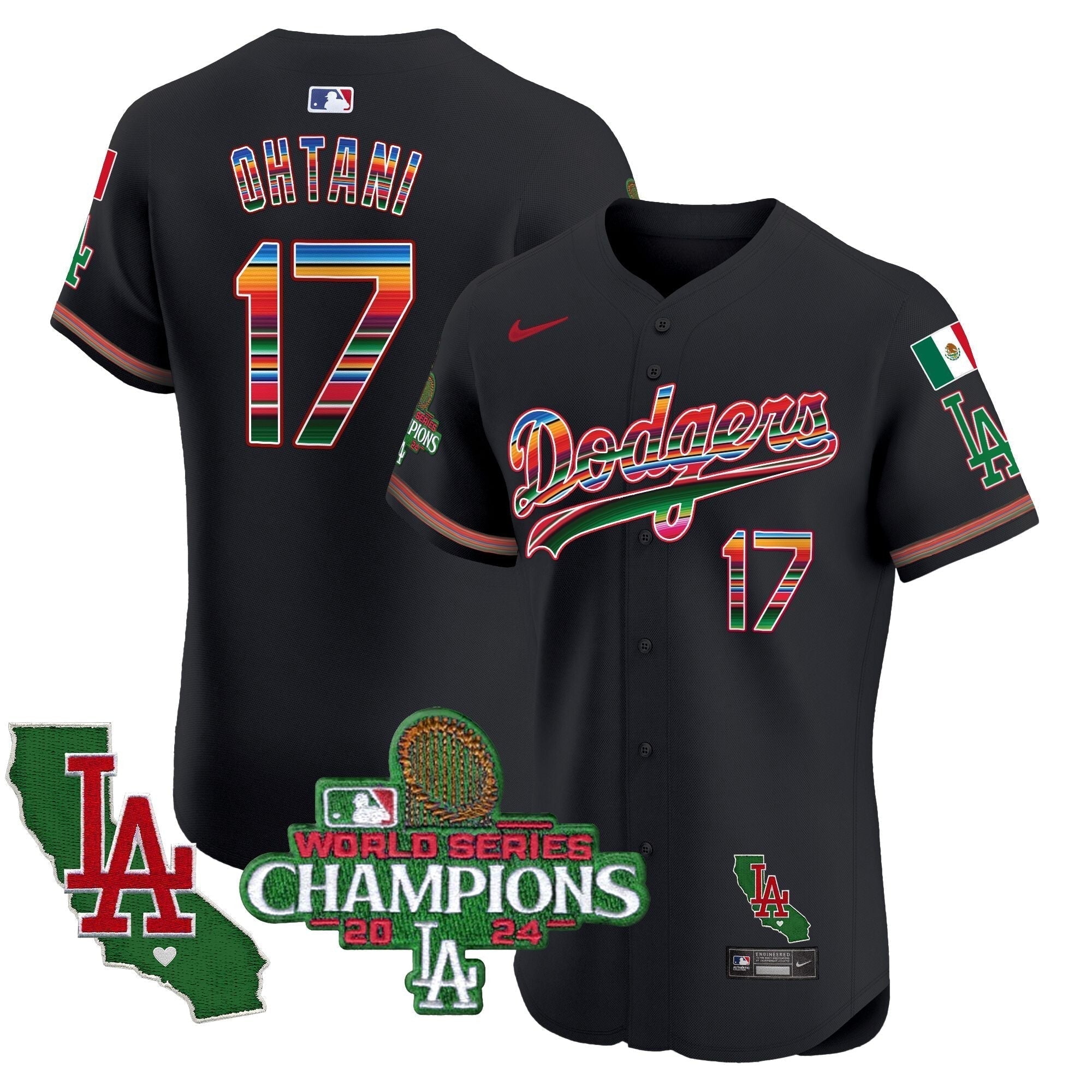 Dodgers Mexico 2024 World Series Champions Vapor Premier Elite Jersey - Stitched