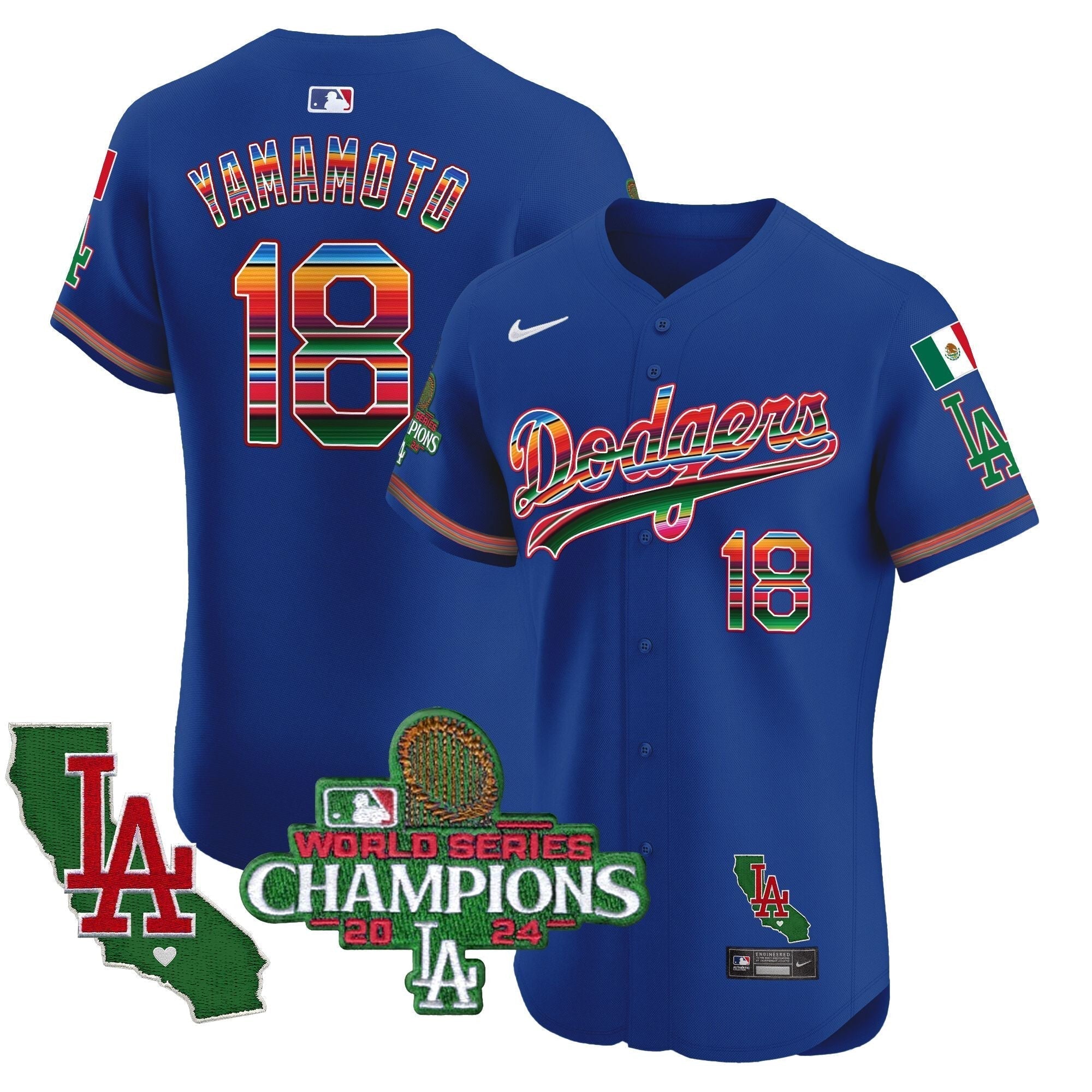 Dodgers Mexico 2024 World Series Champions Vapor Premier Elite Jersey - Stitched