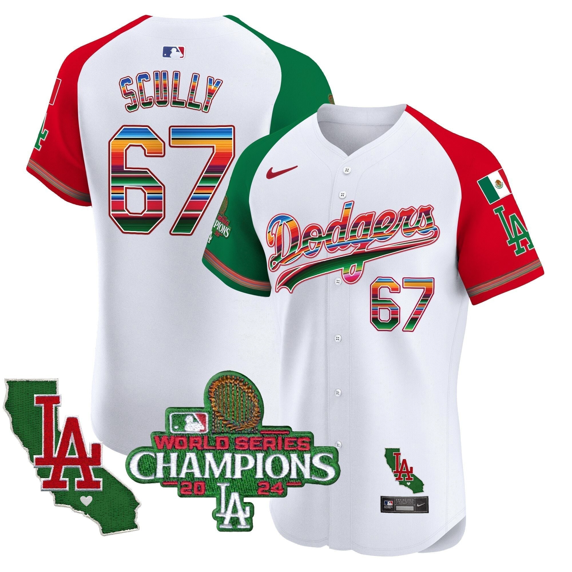 Dodgers Mexico 2024 World Series Champions Vapor Premier Elite Jersey - Stitched
