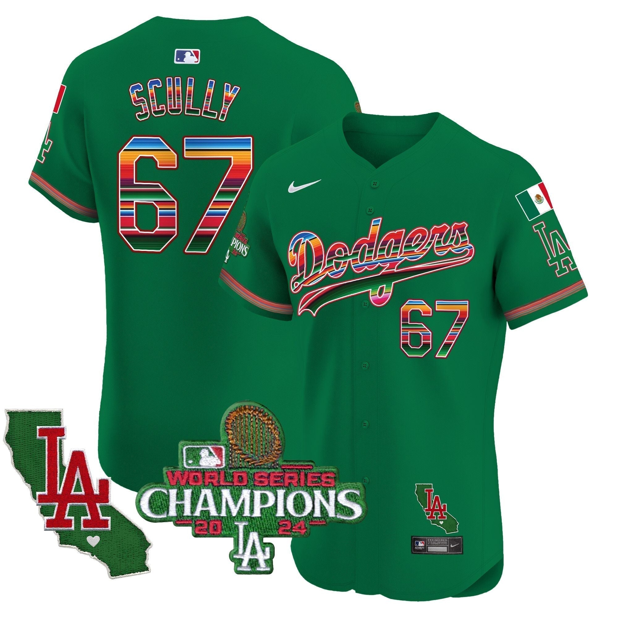 Dodgers Mexico 2024 World Series Champions Vapor Premier Elite Jersey - Stitched