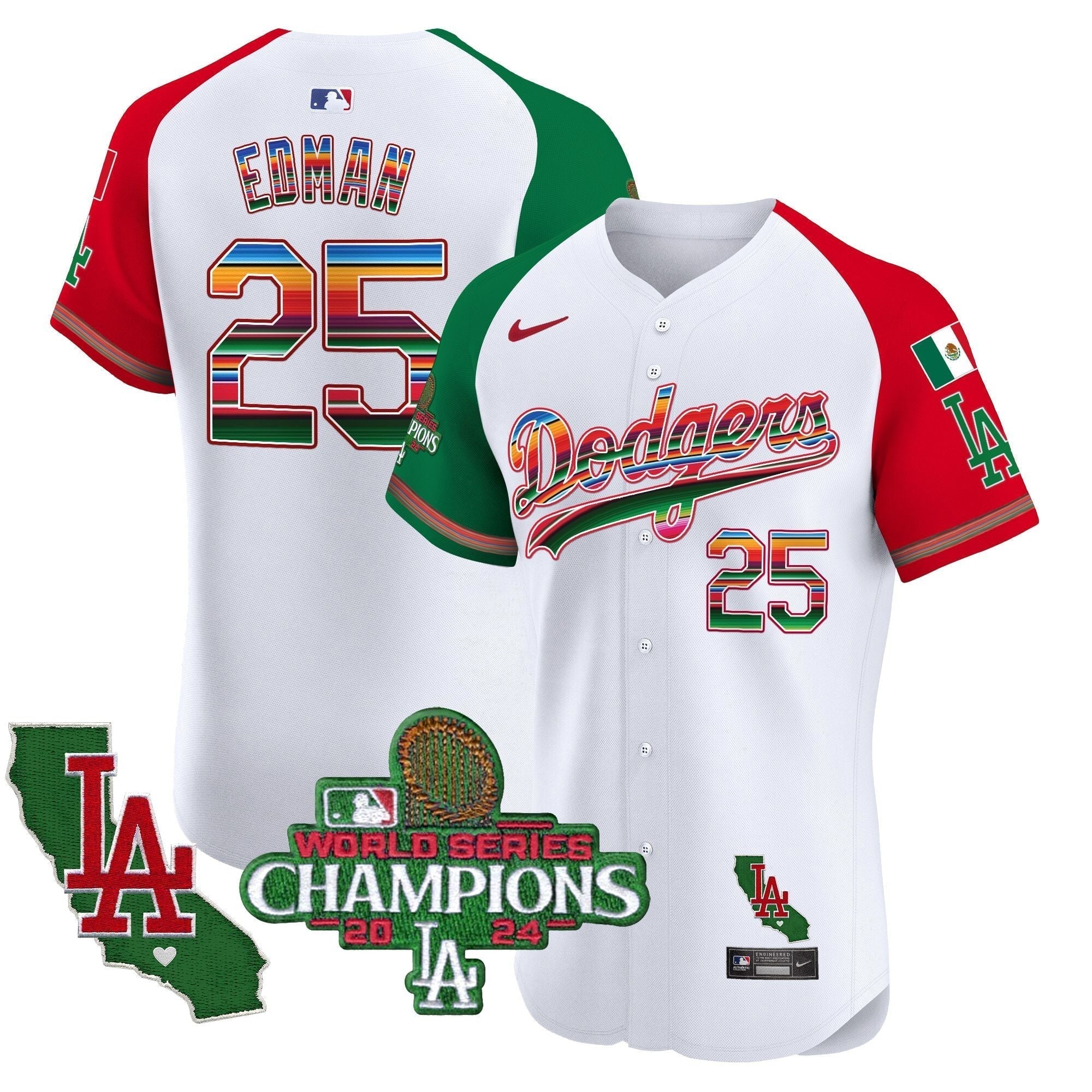 Dodgers Mexico 2024 World Series Champions Vapor Premier Elite Jersey - Stitched