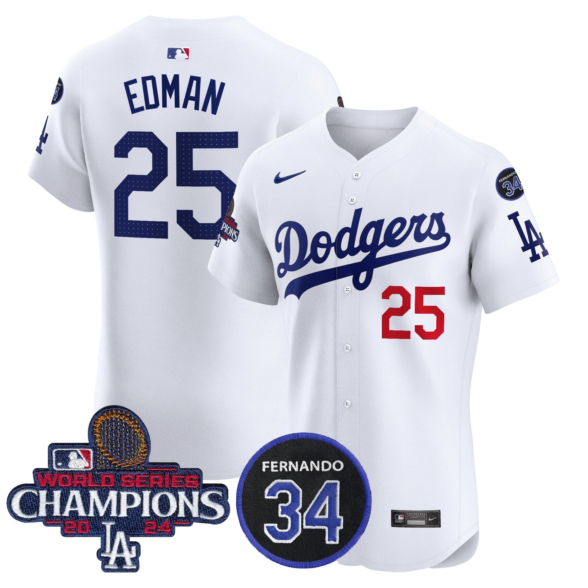 Dodgers 2024 World Series Champions Patch Vapor Premier Elite Jersey V2 - Stitched