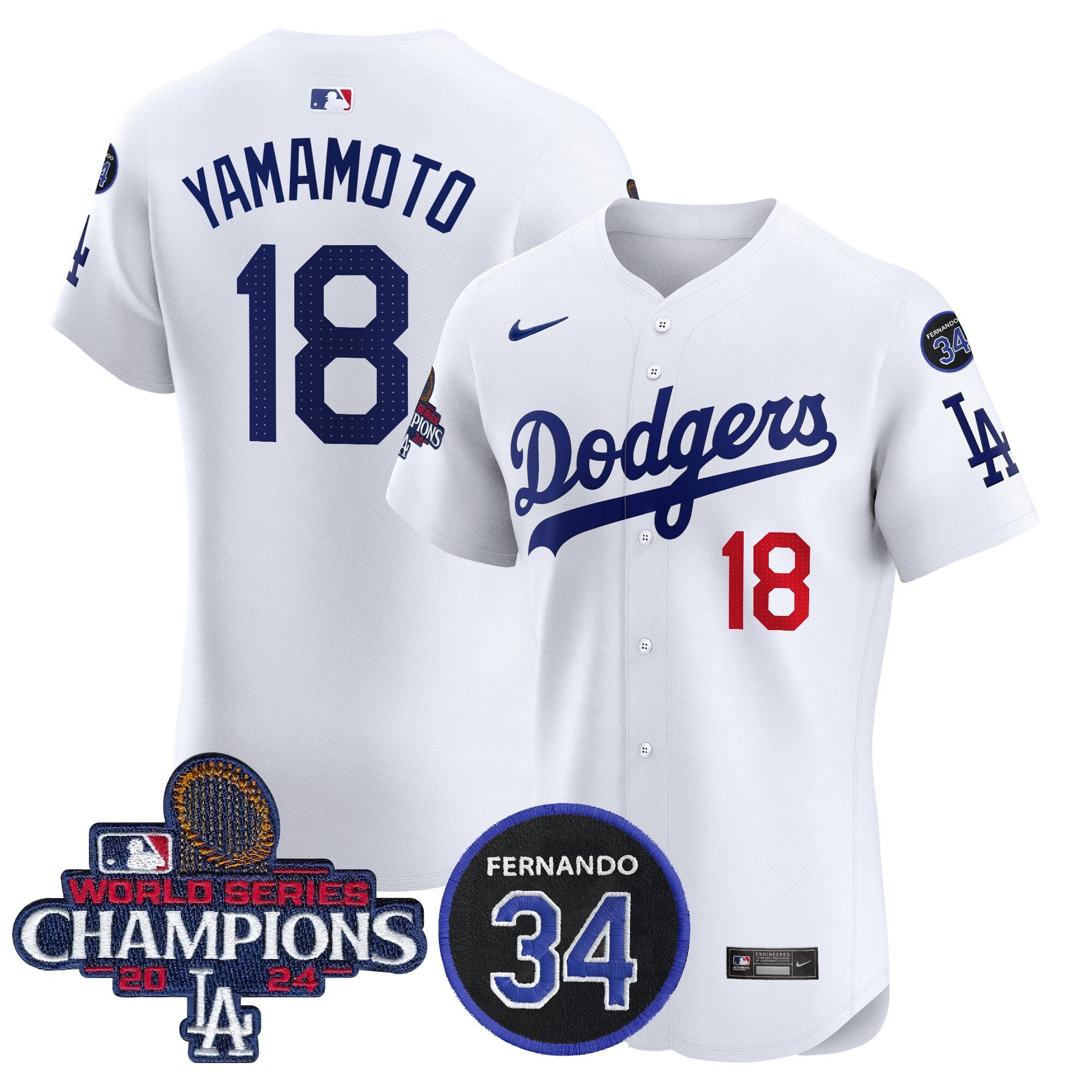 Dodgers 2024 World Series Champions Patch Vapor Premier Elite Jersey V2 - Stitched
