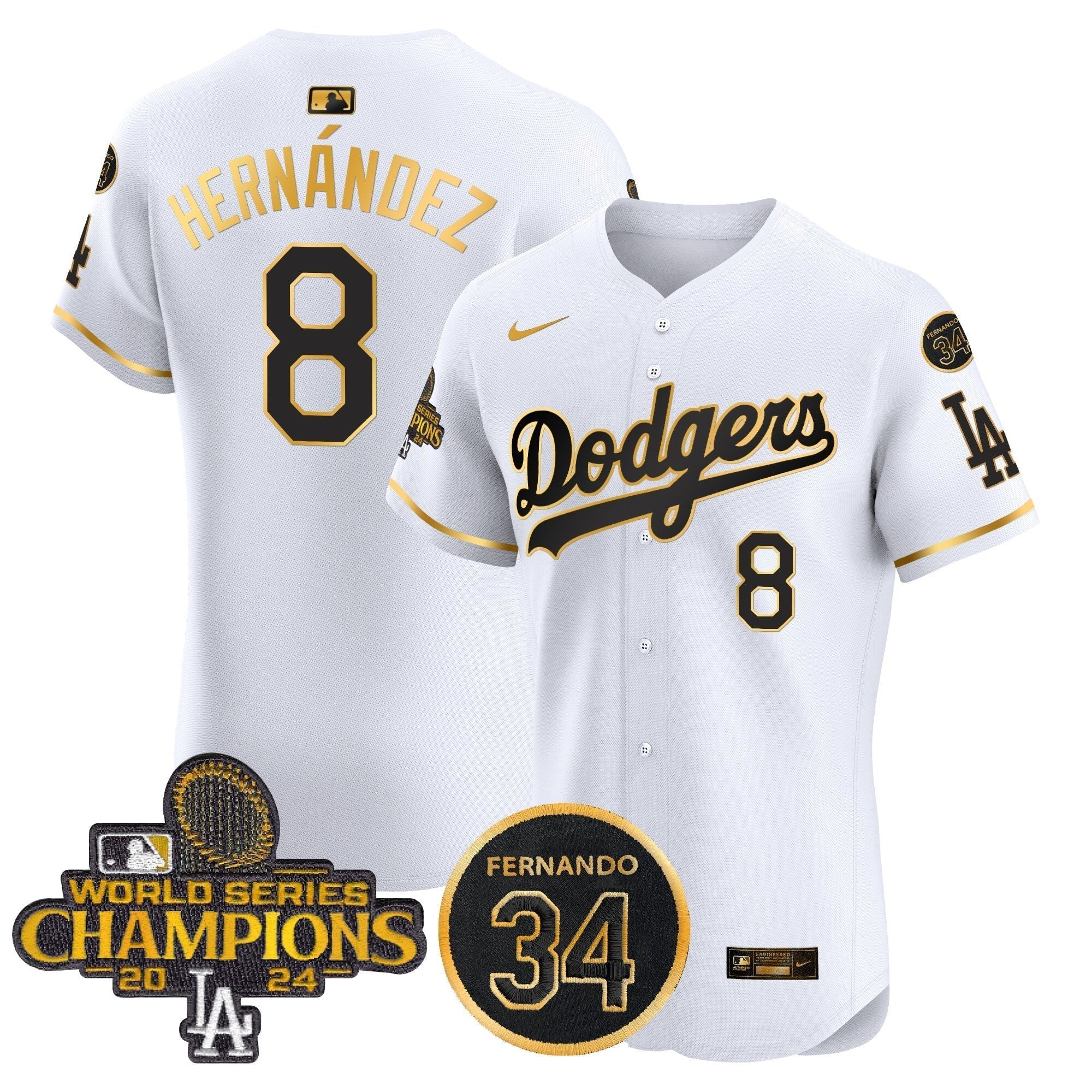 Dodgers 2024 World Series Champions Patch Vapor Premier Elite Jersey V2 - Stitched