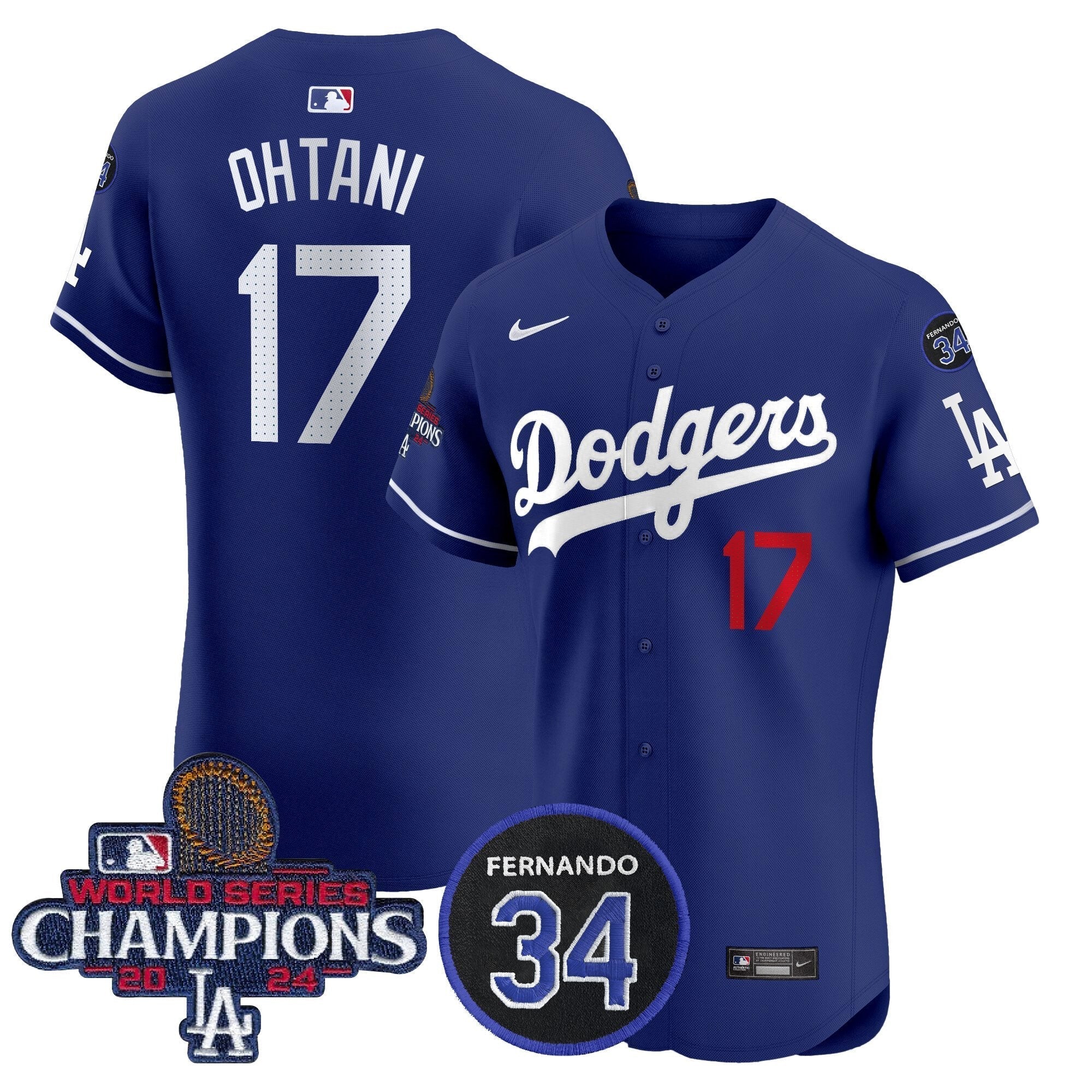 Dodgers 2024 World Series Champions Patch Vapor Premier Elite Jersey V2 - Stitched