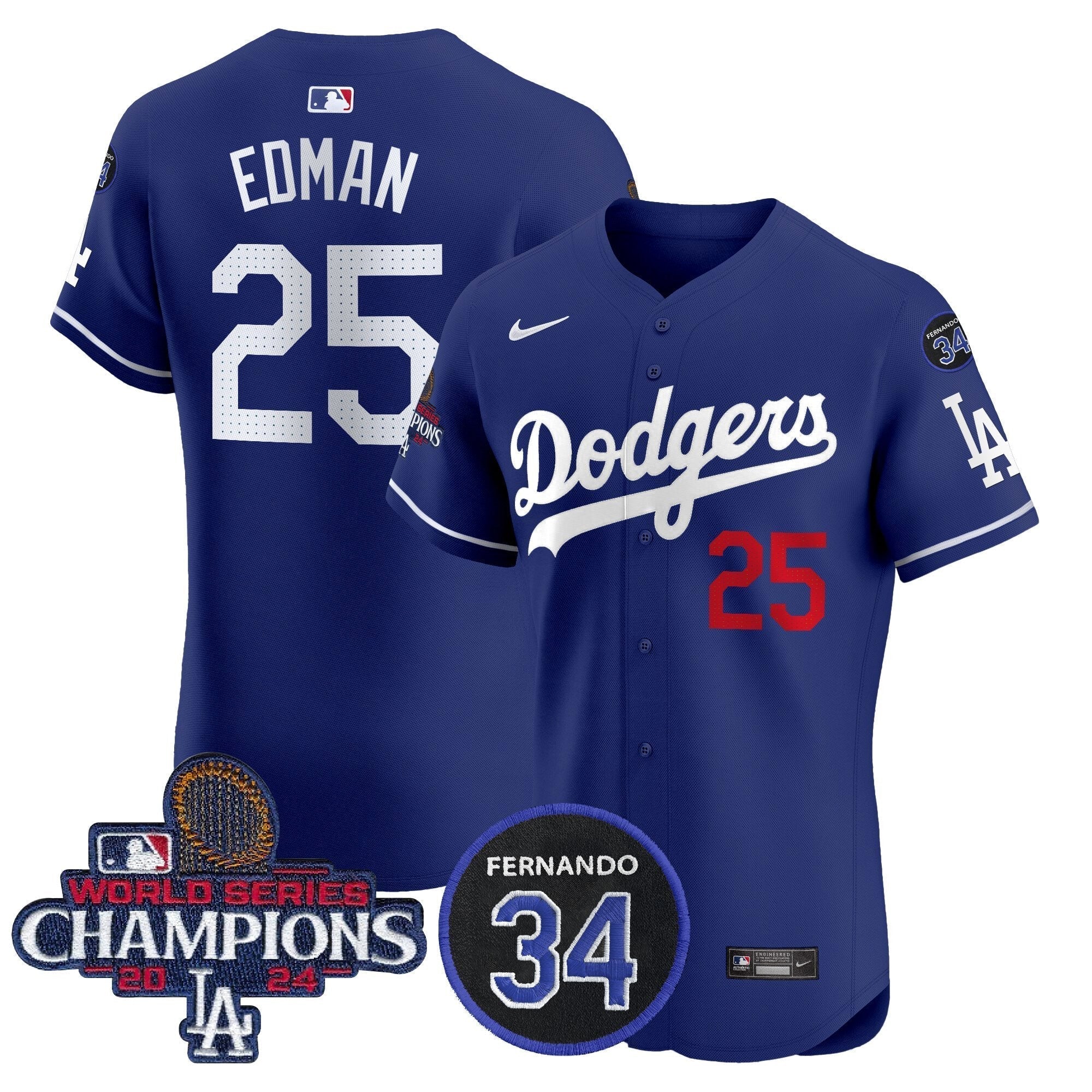 Dodgers 2024 World Series Champions Patch Vapor Premier Elite Jersey V2 - Stitched