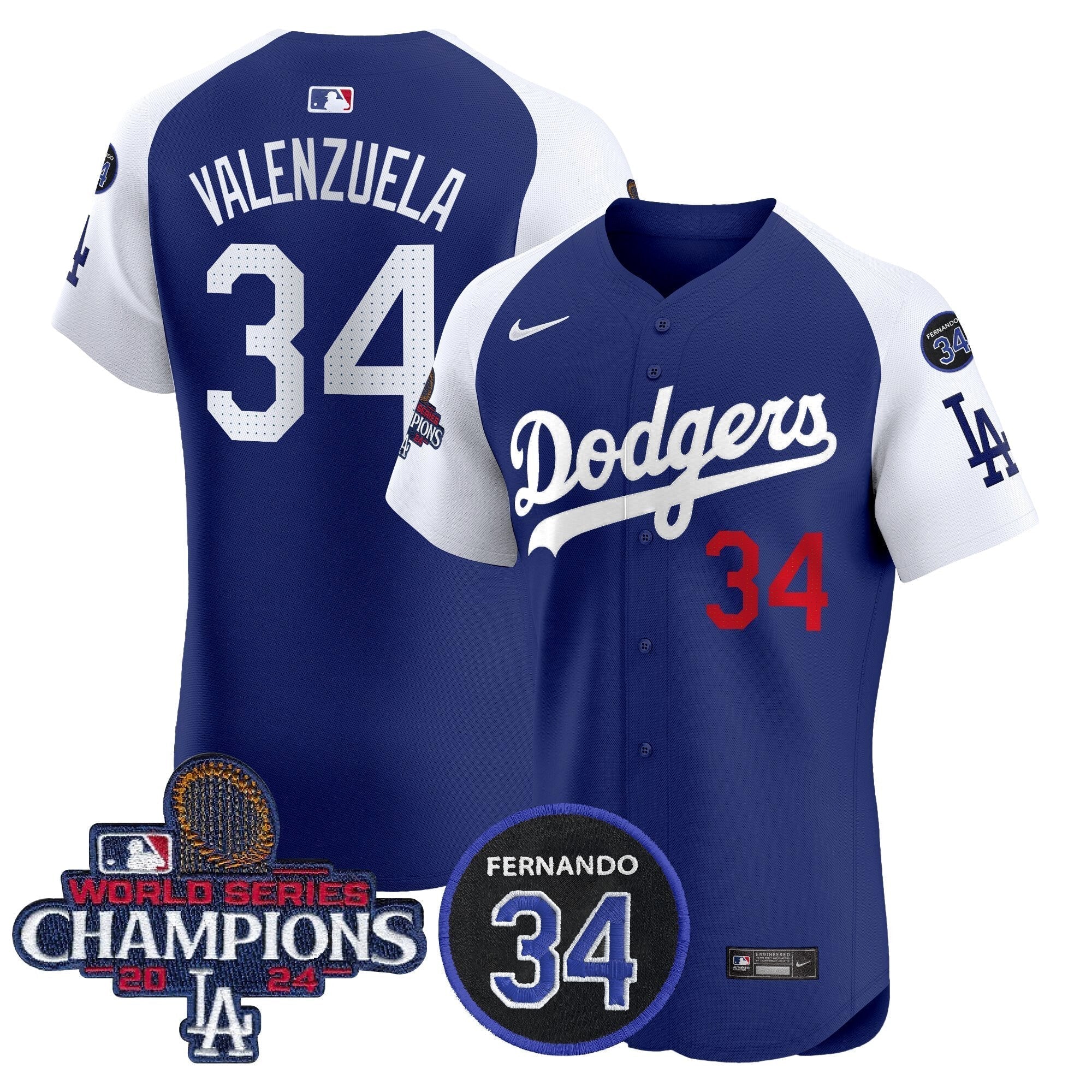 Dodgers 2024 World Series Champions Patch Vapor Premier Elite Jersey V2 - Stitched