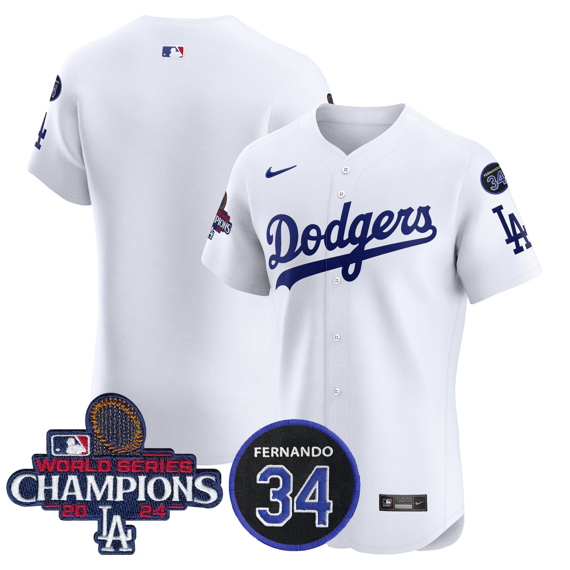 Dodgers 2024 World Series Champions Patch Vapor Premier Elite Jersey V2 - Stitched