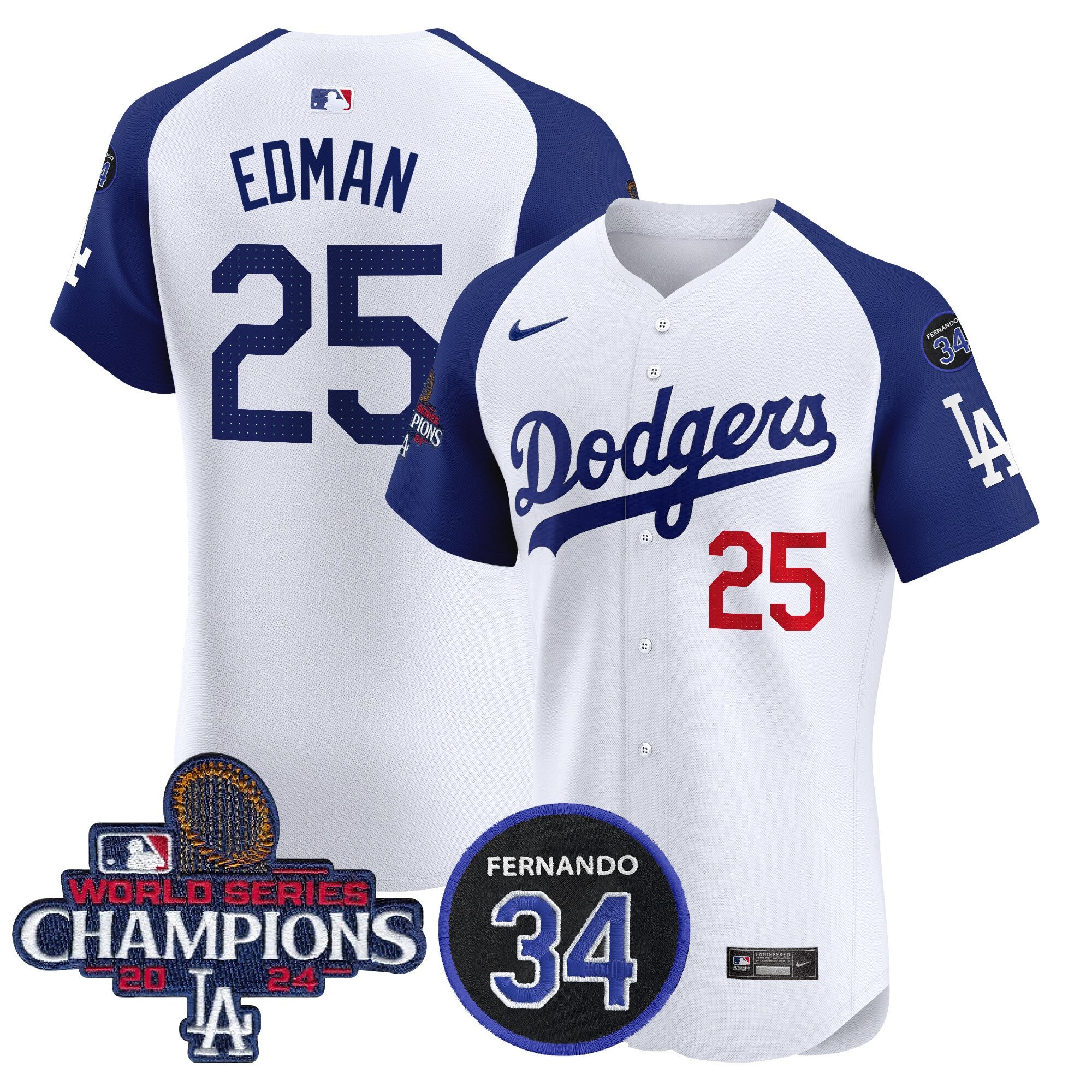Dodgers 2024 World Series Champions Patch Vapor Premier Elite Jersey V2 - Stitched