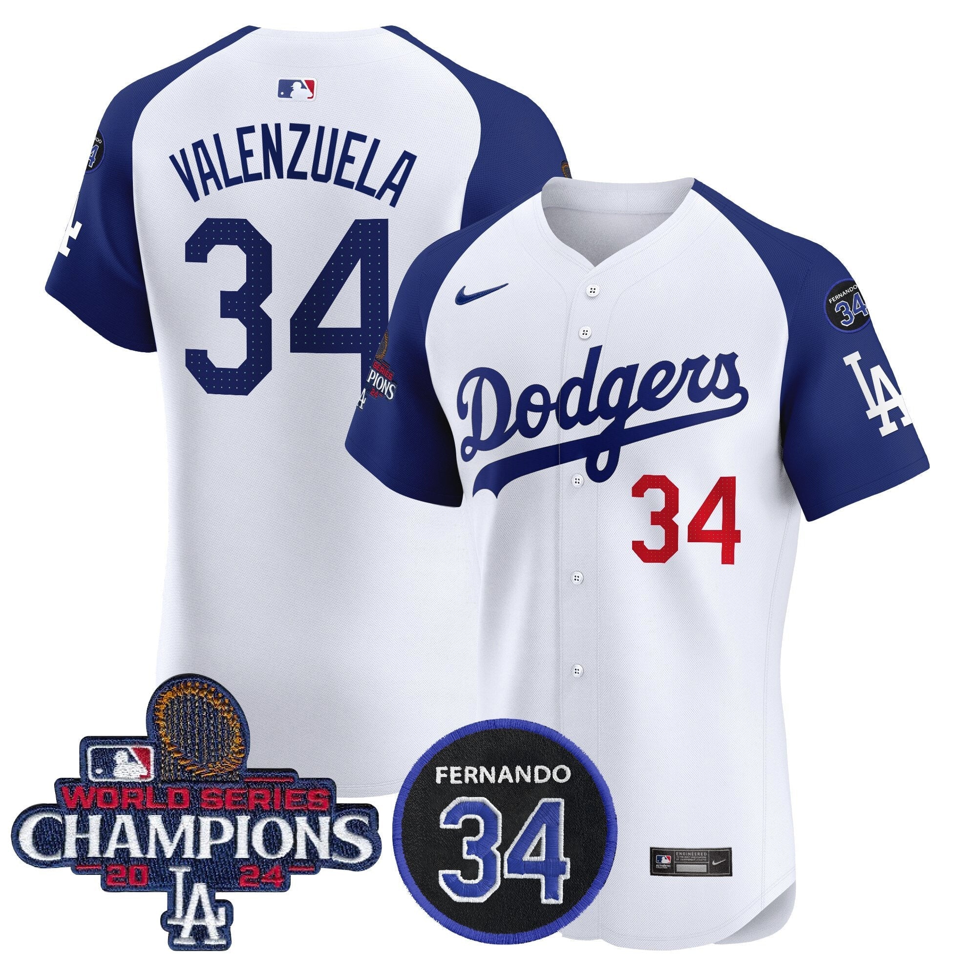 Dodgers 2024 World Series Champions Patch Vapor Premier Elite Jersey V2 - Stitched