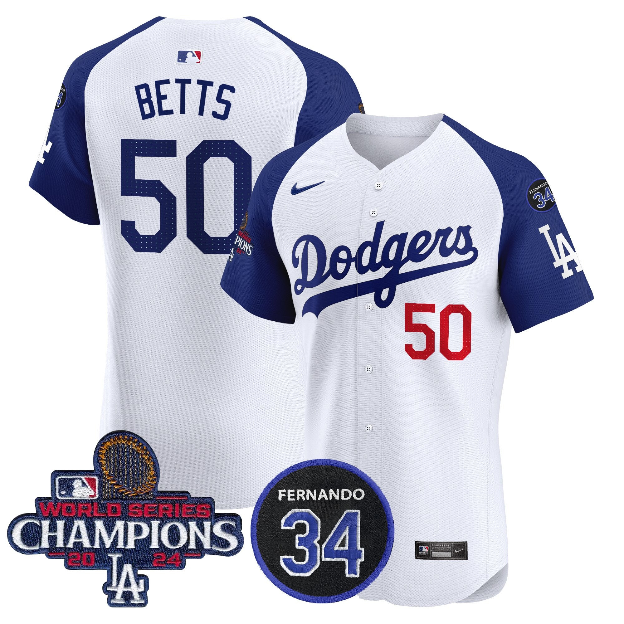 Dodgers 2024 World Series Champions Patch Vapor Premier Elite Jersey V2 - Stitched