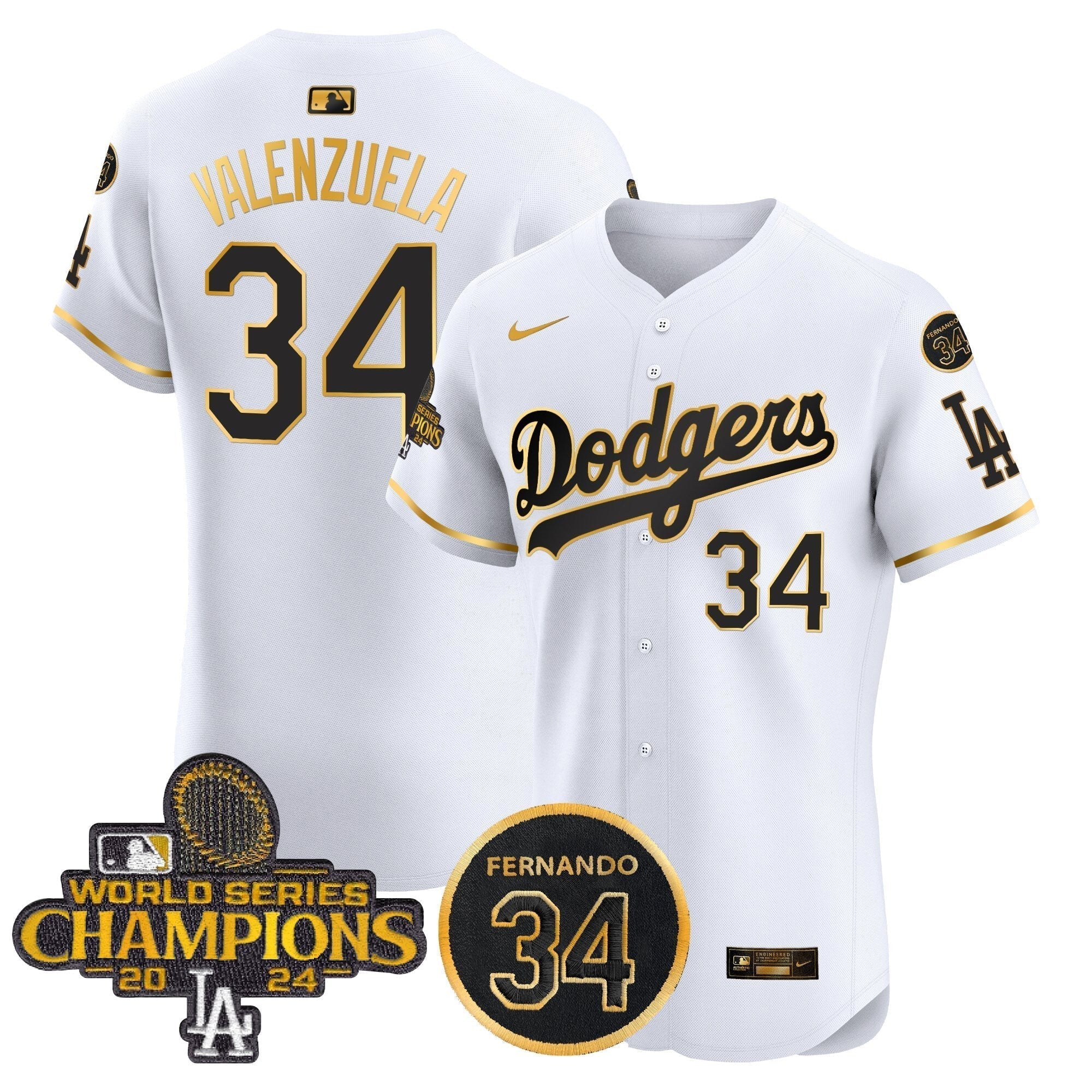 Dodgers 2024 World Series Champions Patch Vapor Premier Elite Jersey V2 - Stitched