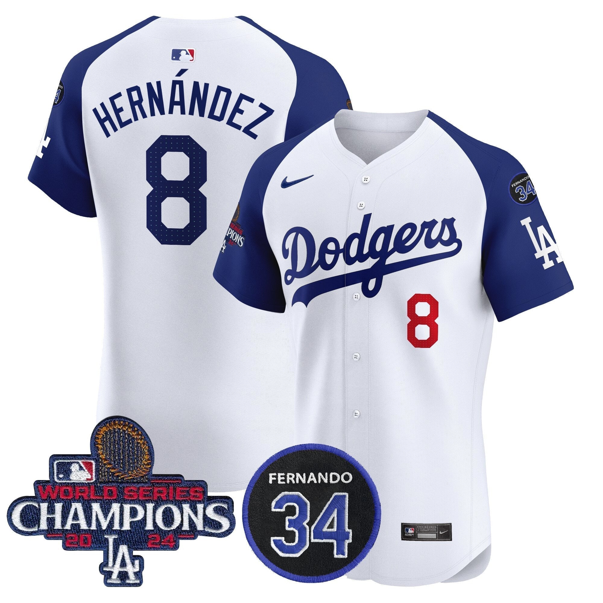 Dodgers 2024 World Series Champions Patch Vapor Premier Elite Jersey V2 - Stitched