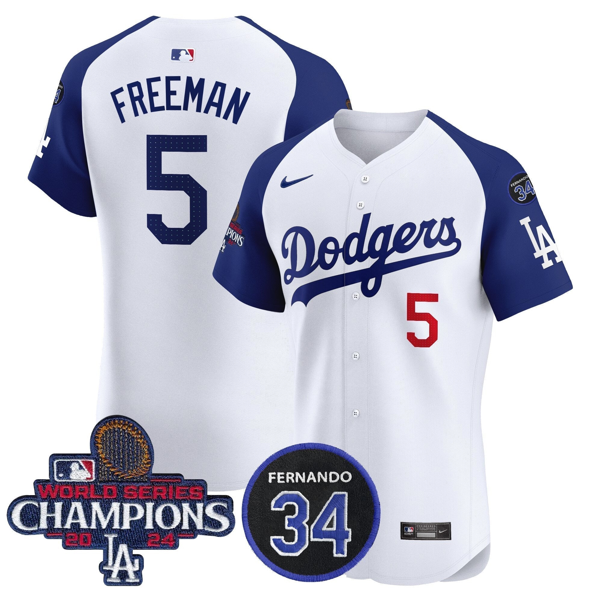 Dodgers 2024 World Series Champions Patch Vapor Premier Elite Jersey V2 - Stitched