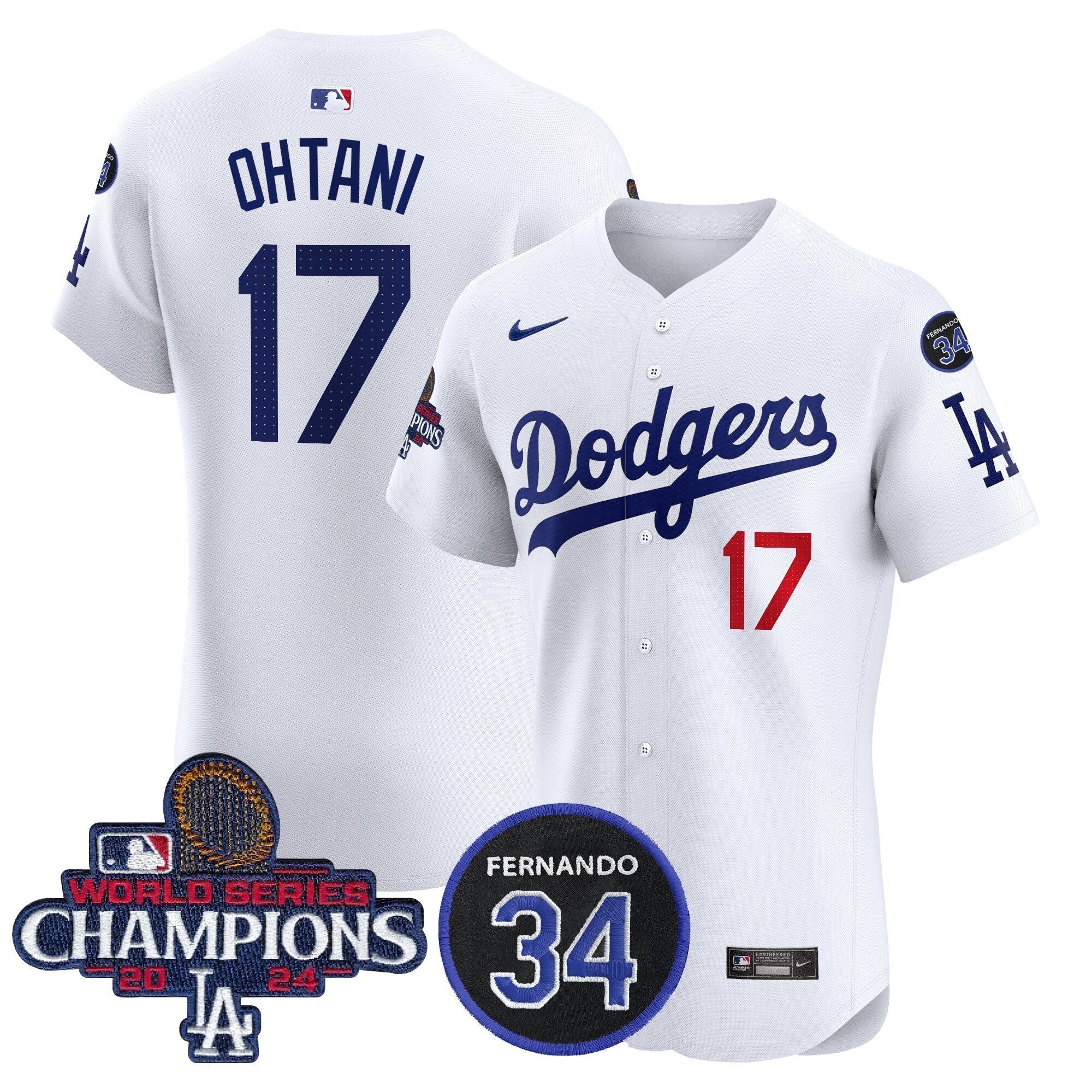 Dodgers 2024 World Series Champions Patch Vapor Premier Elite Jersey V2 - Stitched
