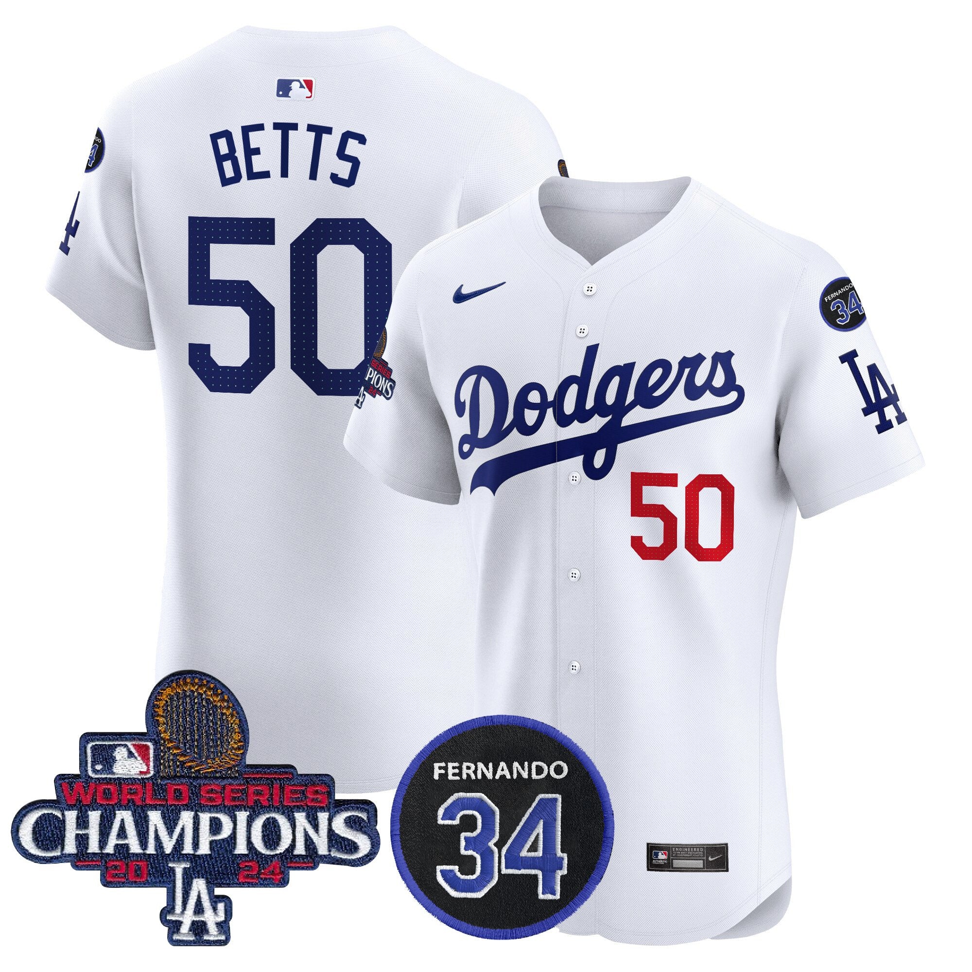 Dodgers 2024 World Series Champions Patch Vapor Premier Elite Jersey V2 - Stitched