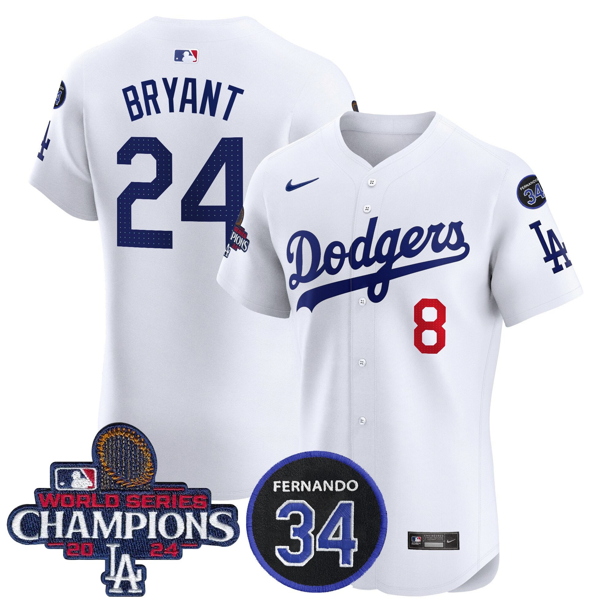 Dodgers 2024 World Series Champions Patch Vapor Premier Elite Jersey V2 - Stitched