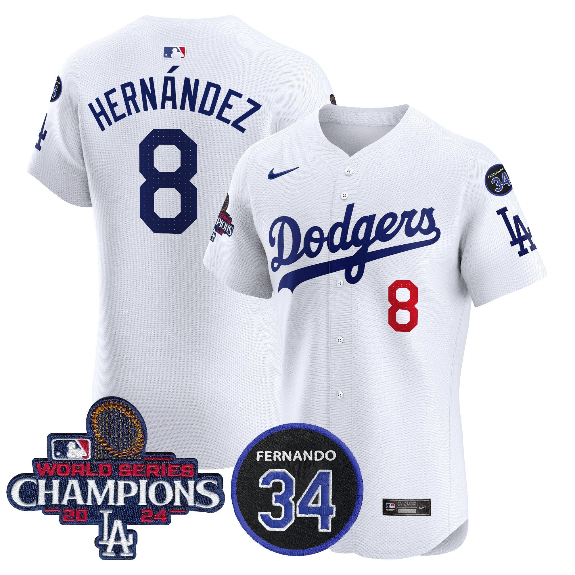 Dodgers 2024 World Series Champions Patch Vapor Premier Elite Jersey V2 - Stitched