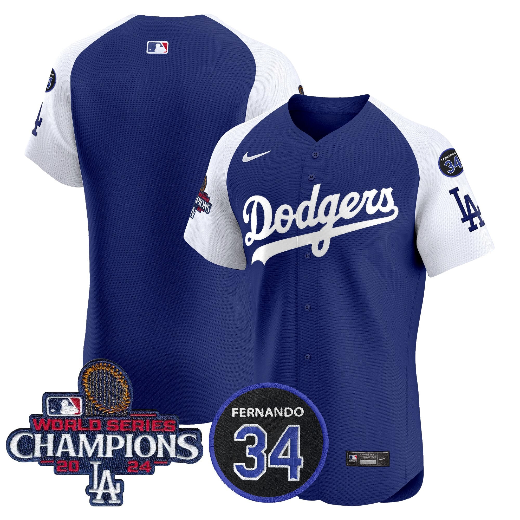 Dodgers 2024 World Series Champions Patch Vapor Premier Elite Jersey V2 - Stitched
