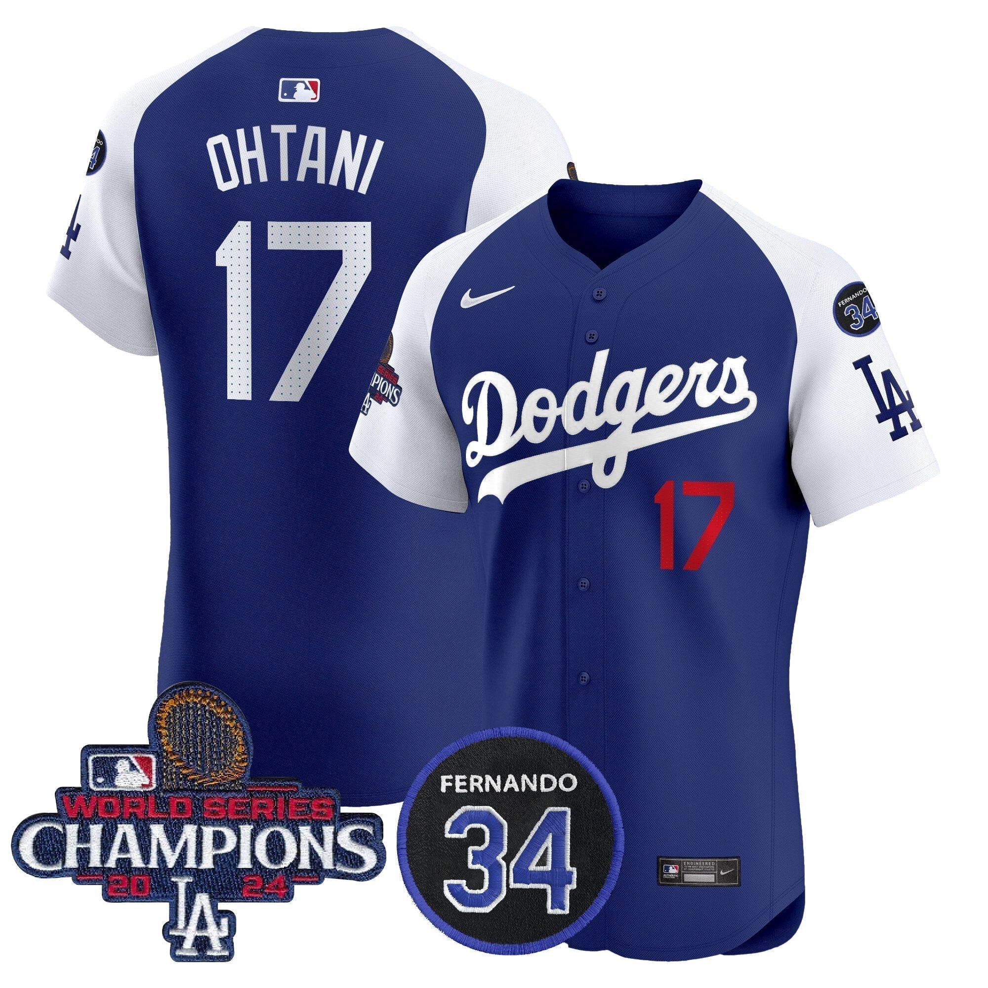 Dodgers 2024 World Series Champions Patch Vapor Premier Elite Jersey V2 - Stitched