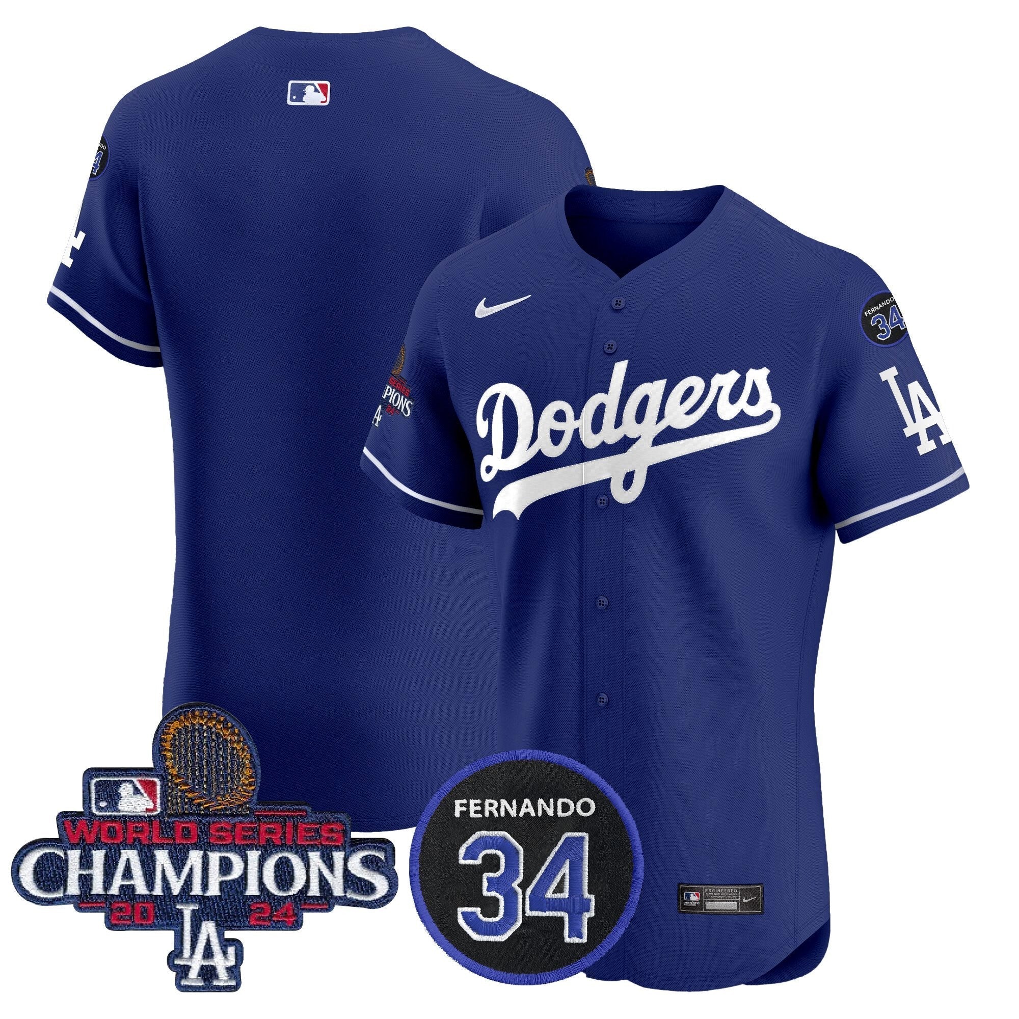 Dodgers 2024 World Series Champions Patch Vapor Premier Elite Jersey V2 - Stitched