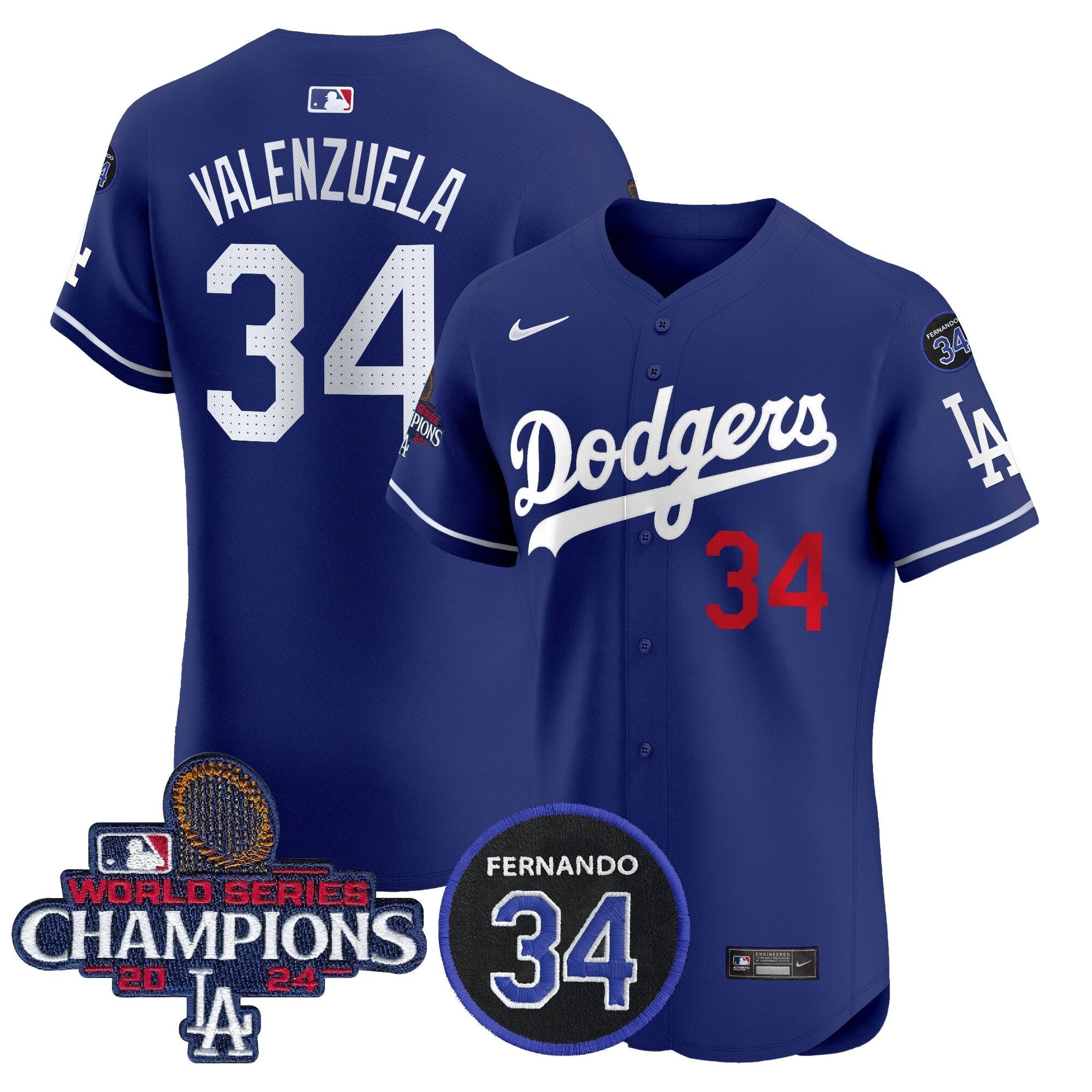 Dodgers 2024 World Series Champions Patch Vapor Premier Elite Jersey V2 - Stitched