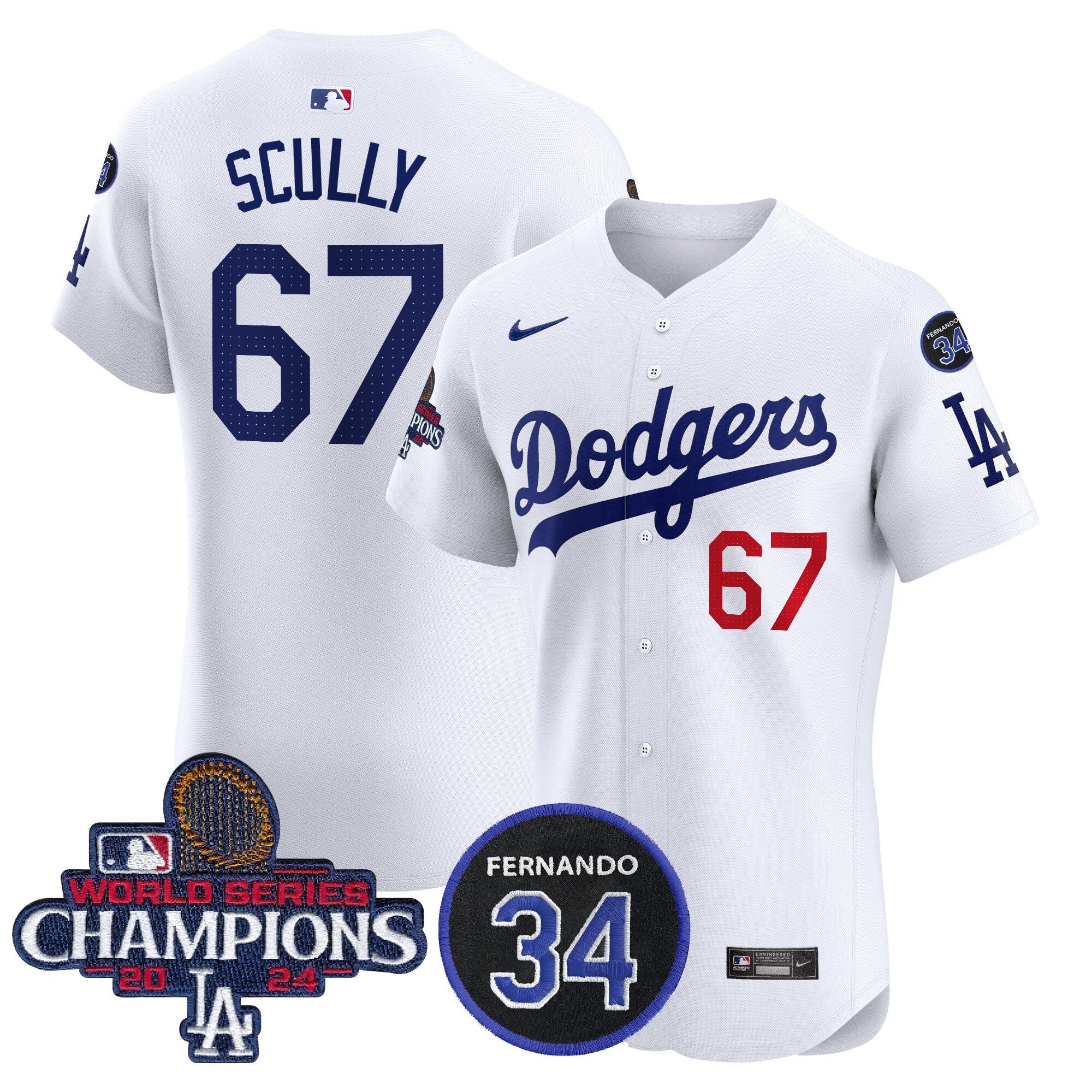 Dodgers 2024 World Series Champions Patch Vapor Premier Elite Jersey V2 - Stitched