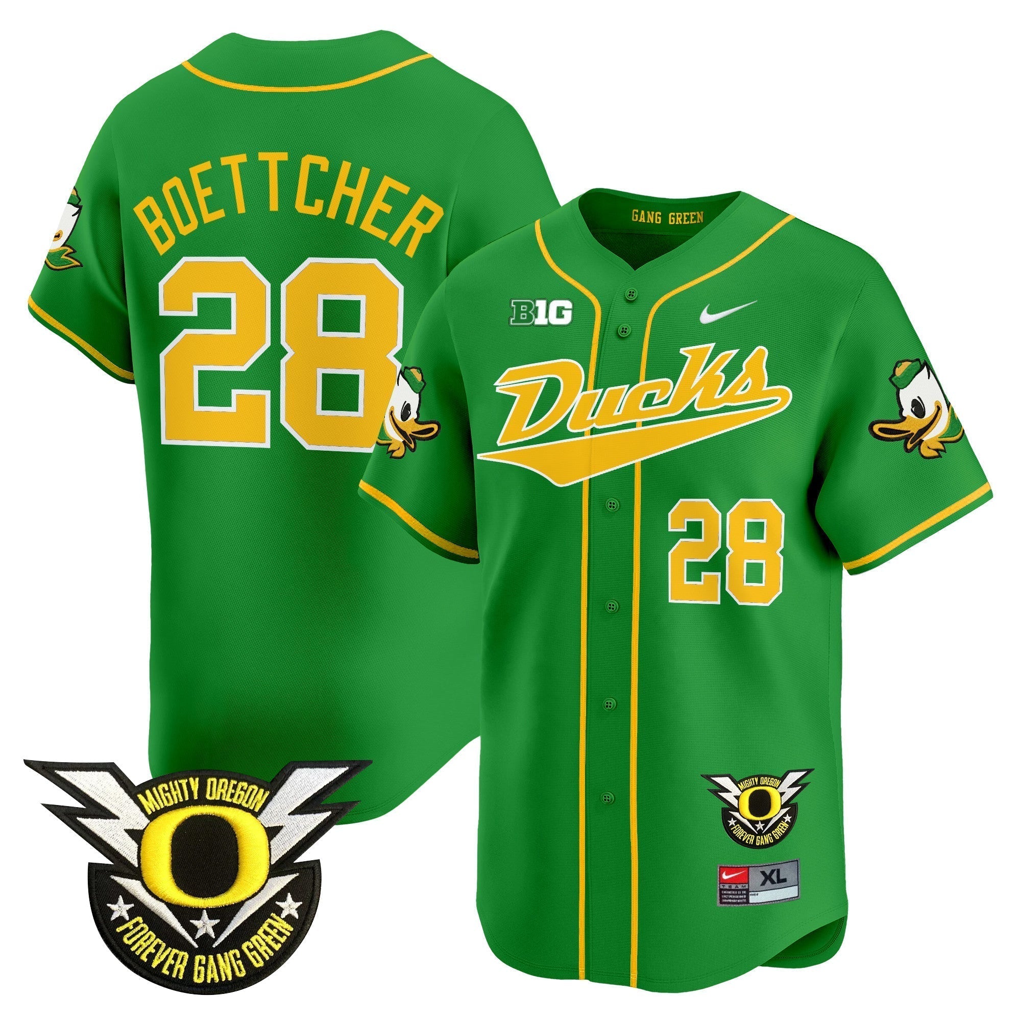 ORE 2024 Forever Gang Green & BIG Patch Vapor Baseball Jersey - Stitched