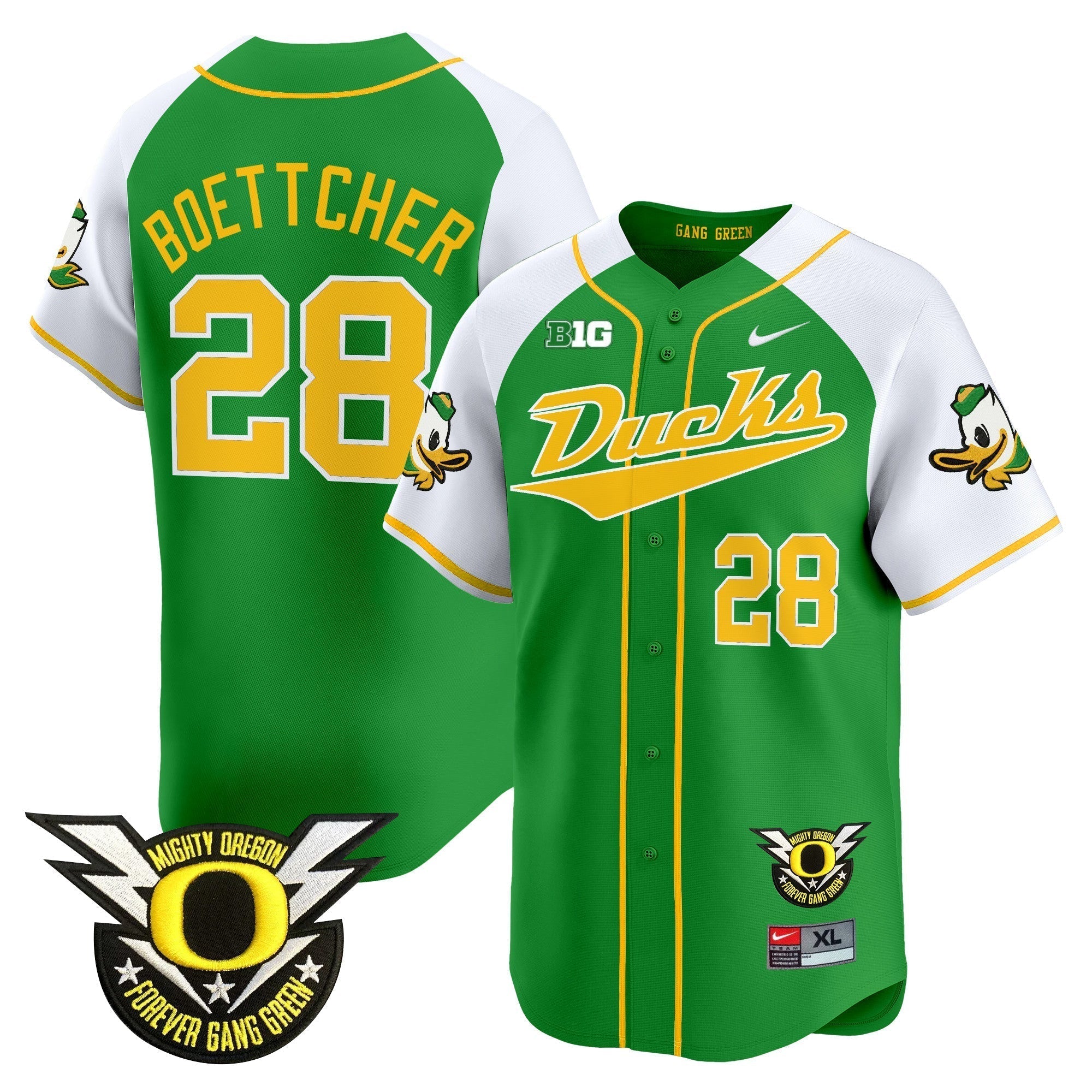 ORE 2024 Forever Gang Green & BIG Patch Vapor Baseball Jersey - Stitched