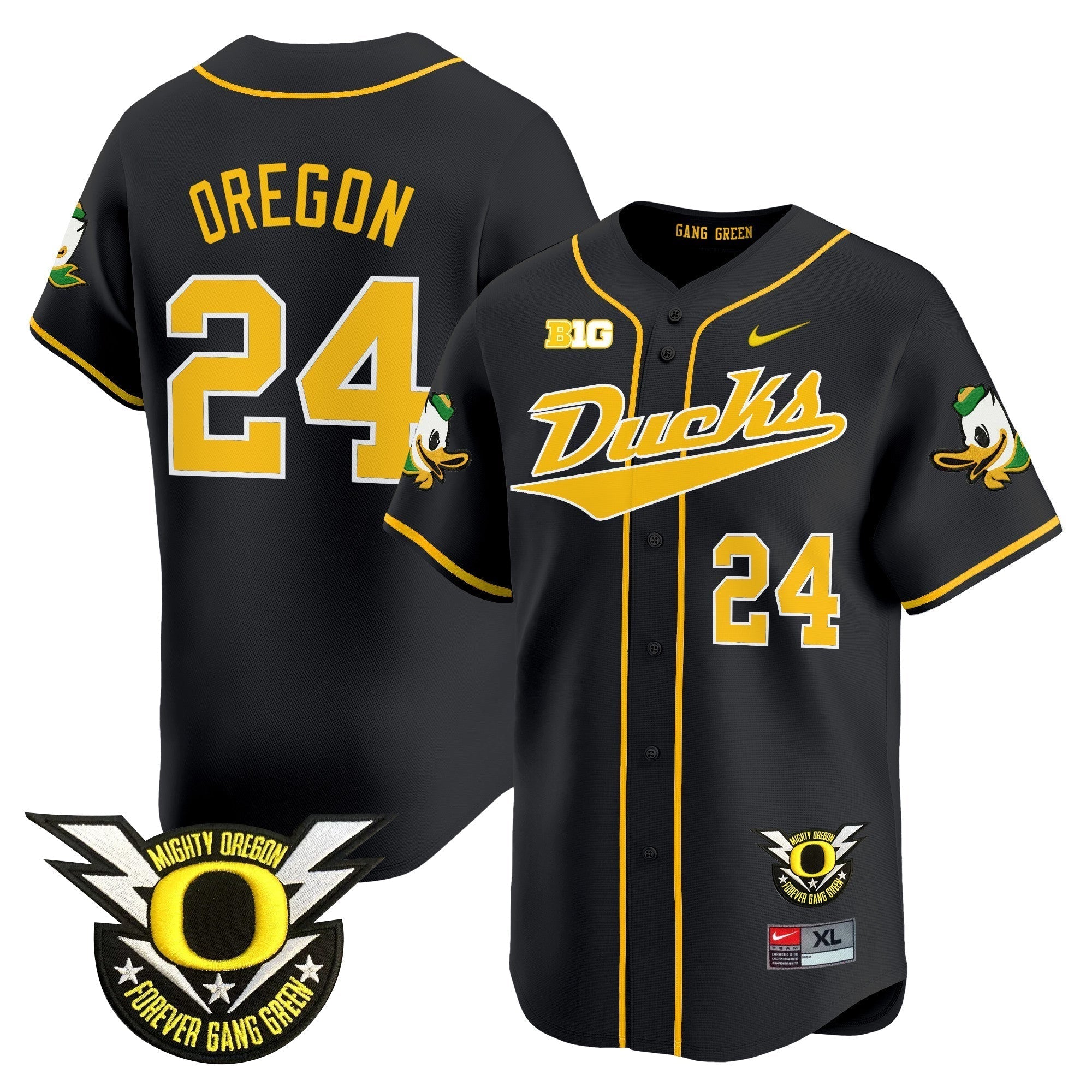 ORE 2024 Forever Gang Green & BIG Patch Vapor Baseball Jersey - Stitched