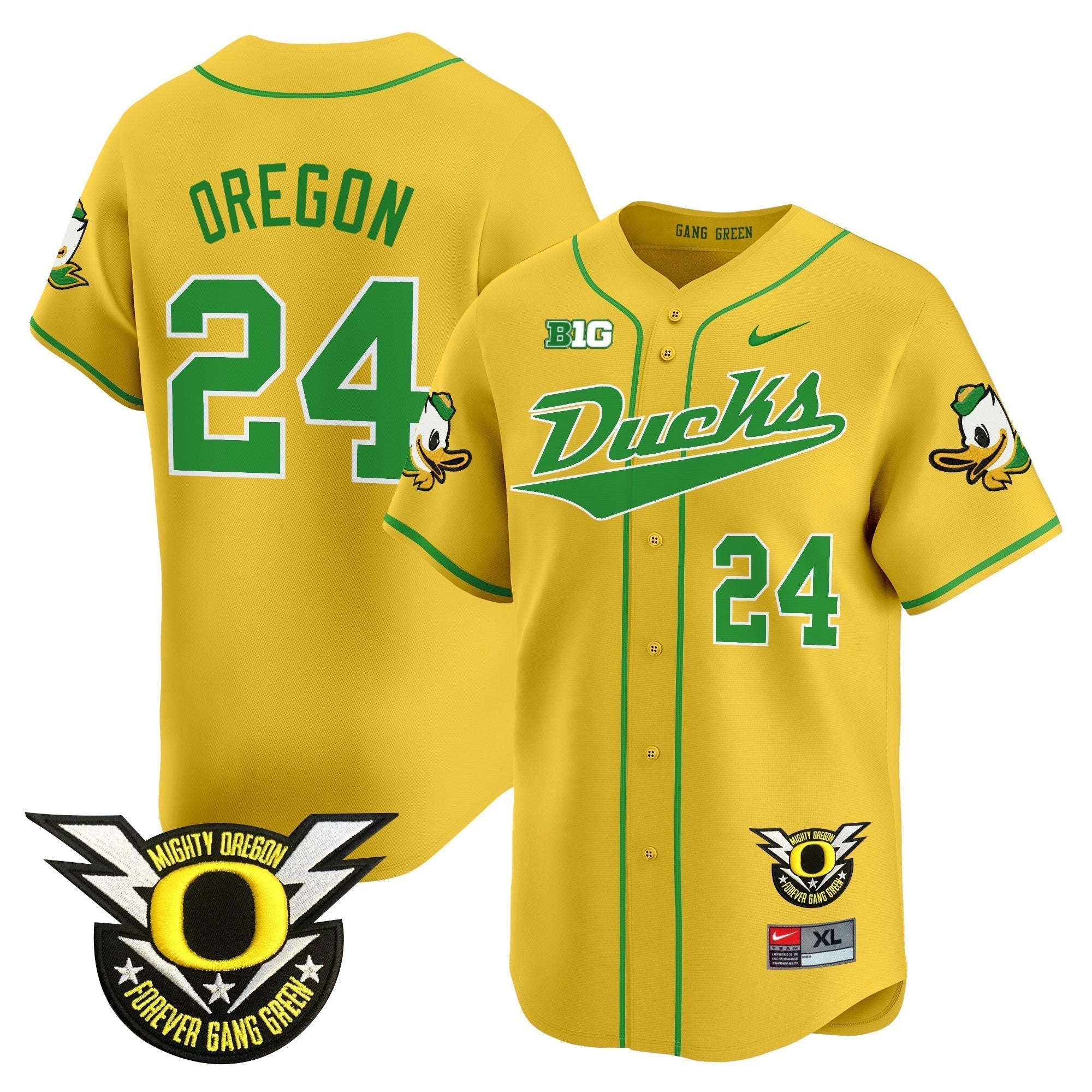 ORE 2024 Forever Gang Green & BIG Patch Vapor Baseball Jersey - Stitched