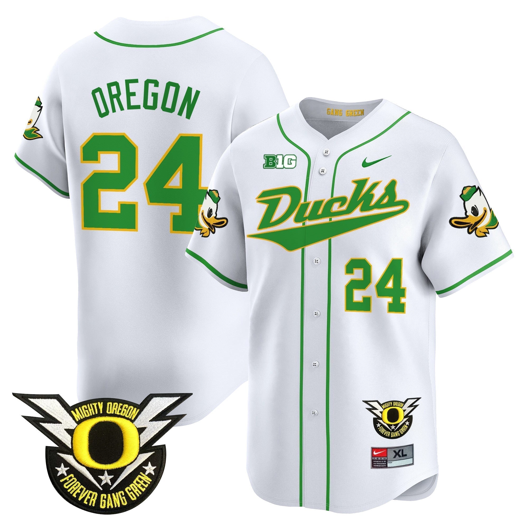 ORE 2024 Forever Gang Green & BIG Patch Vapor Baseball Jersey - Stitched