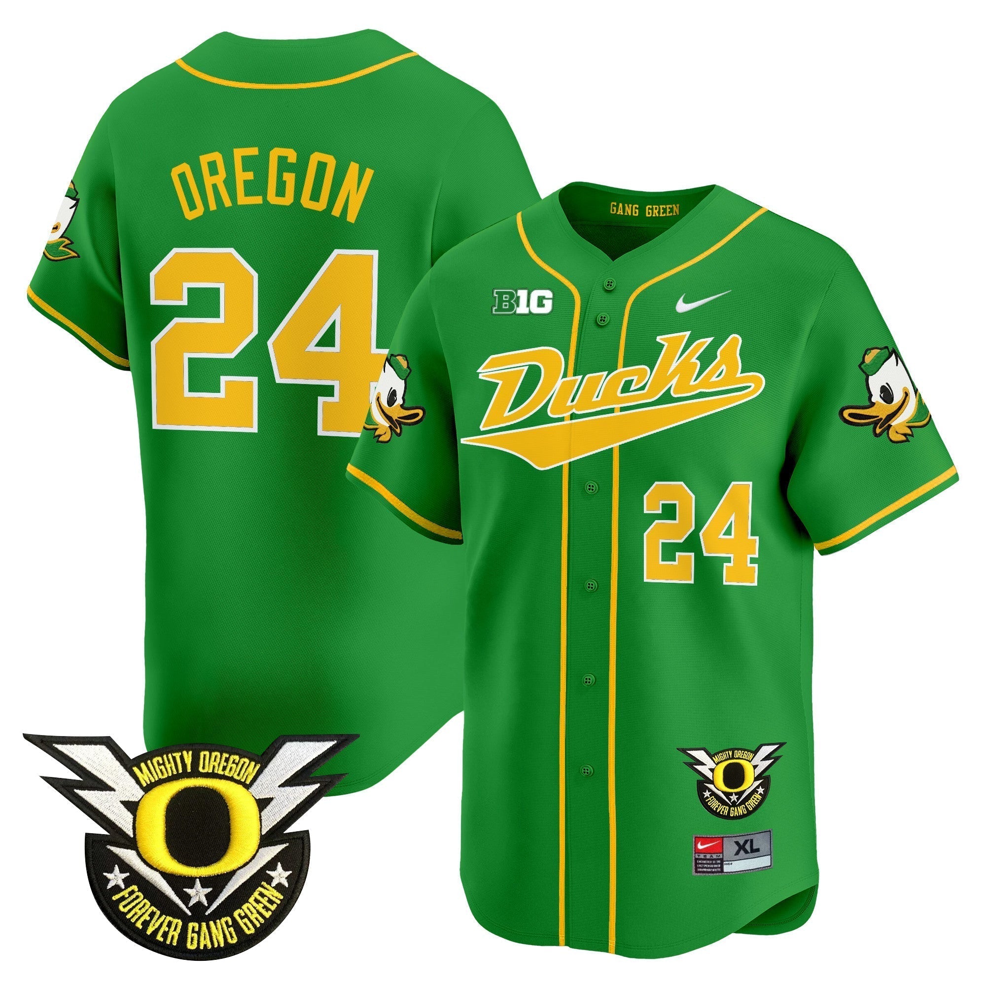 ORE 2024 Forever Gang Green & BIG Patch Vapor Baseball Jersey - Stitched