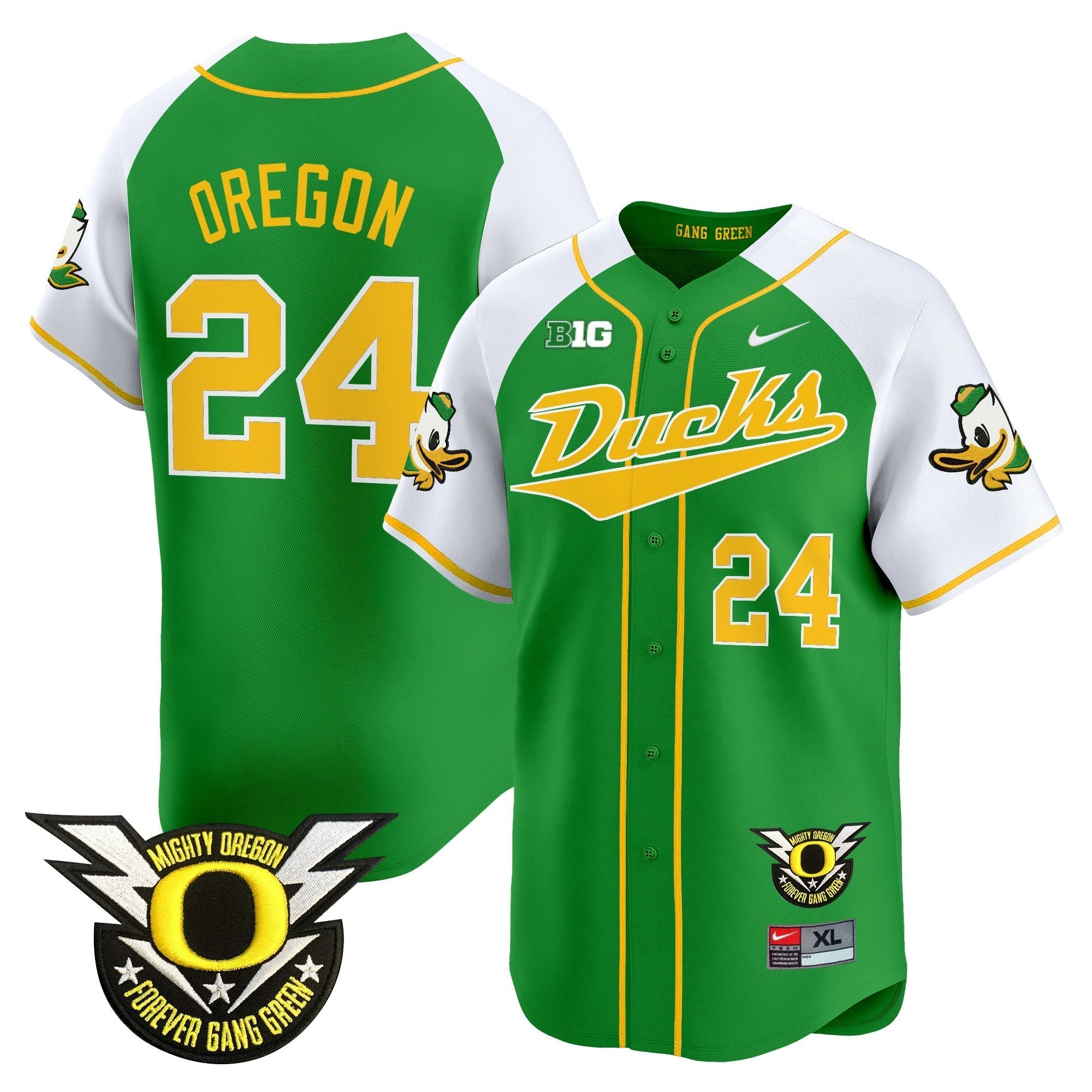 ORE 2024 Forever Gang Green & BIG Patch Vapor Baseball Jersey - Stitched