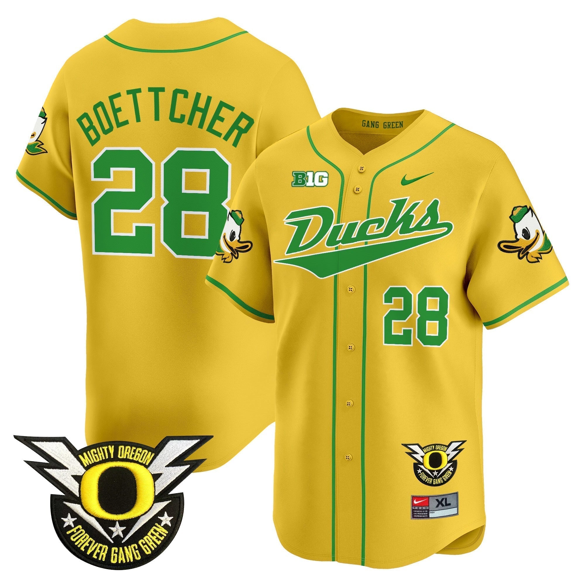 ORE 2024 Forever Gang Green & BIG Patch Vapor Baseball Jersey - Stitched