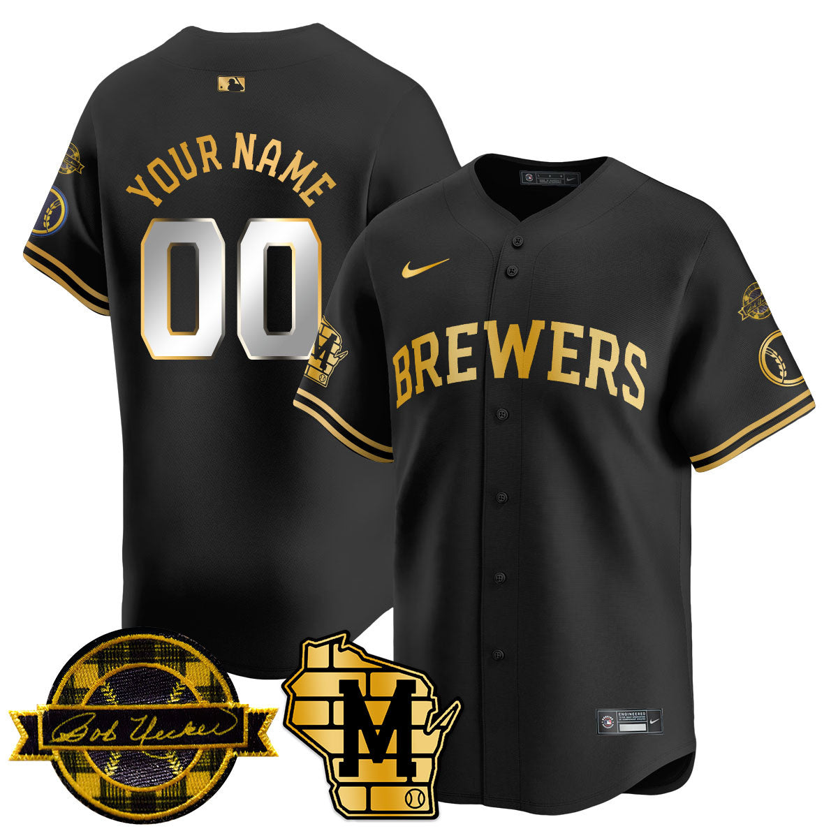 Custom Name/Number Milwaukee Brewers 2025 Limited Jersey - Bob Uecker Patch - All Stitched