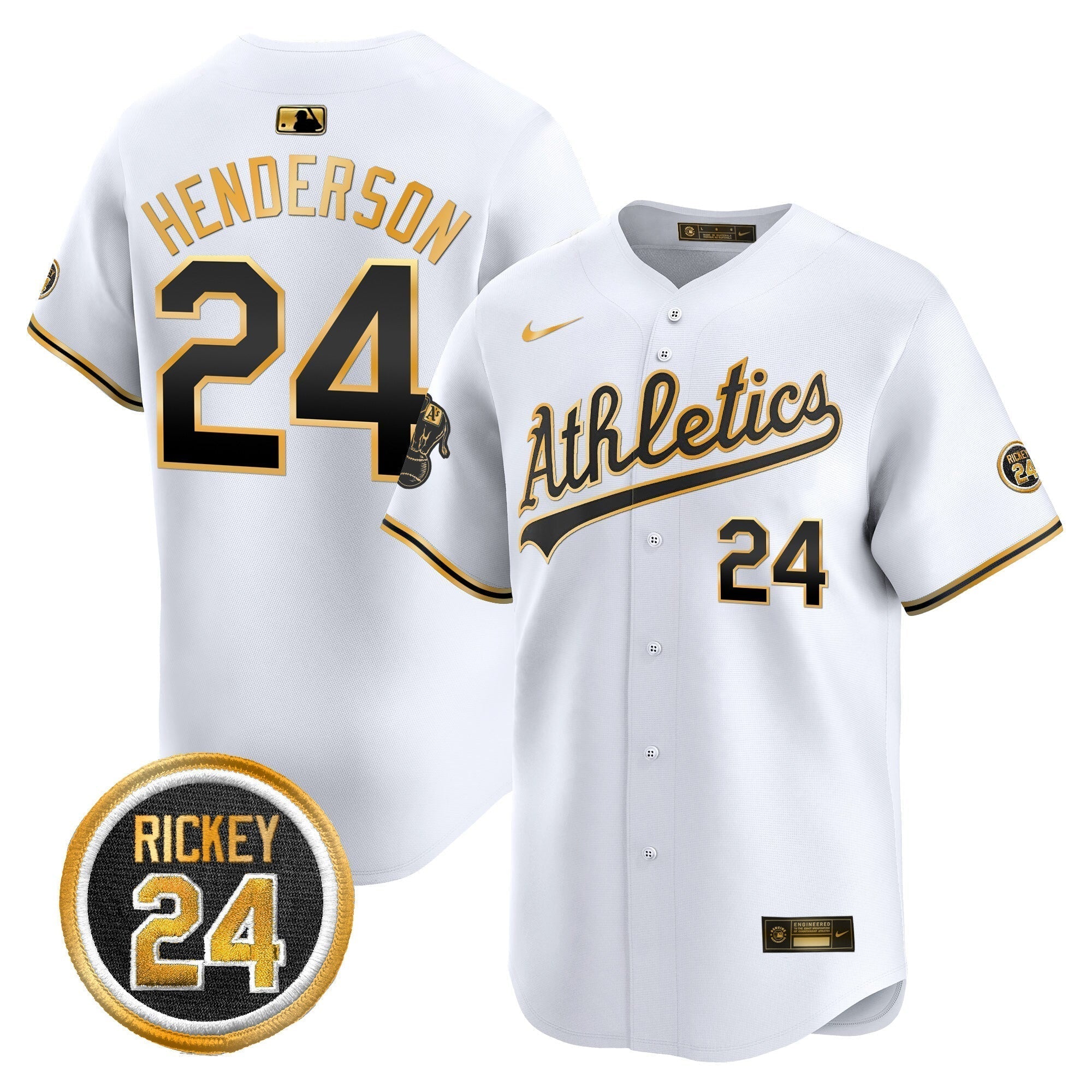 OAK Rickey Henderson Patch Vapor Premier Limited Jersey - Stitched