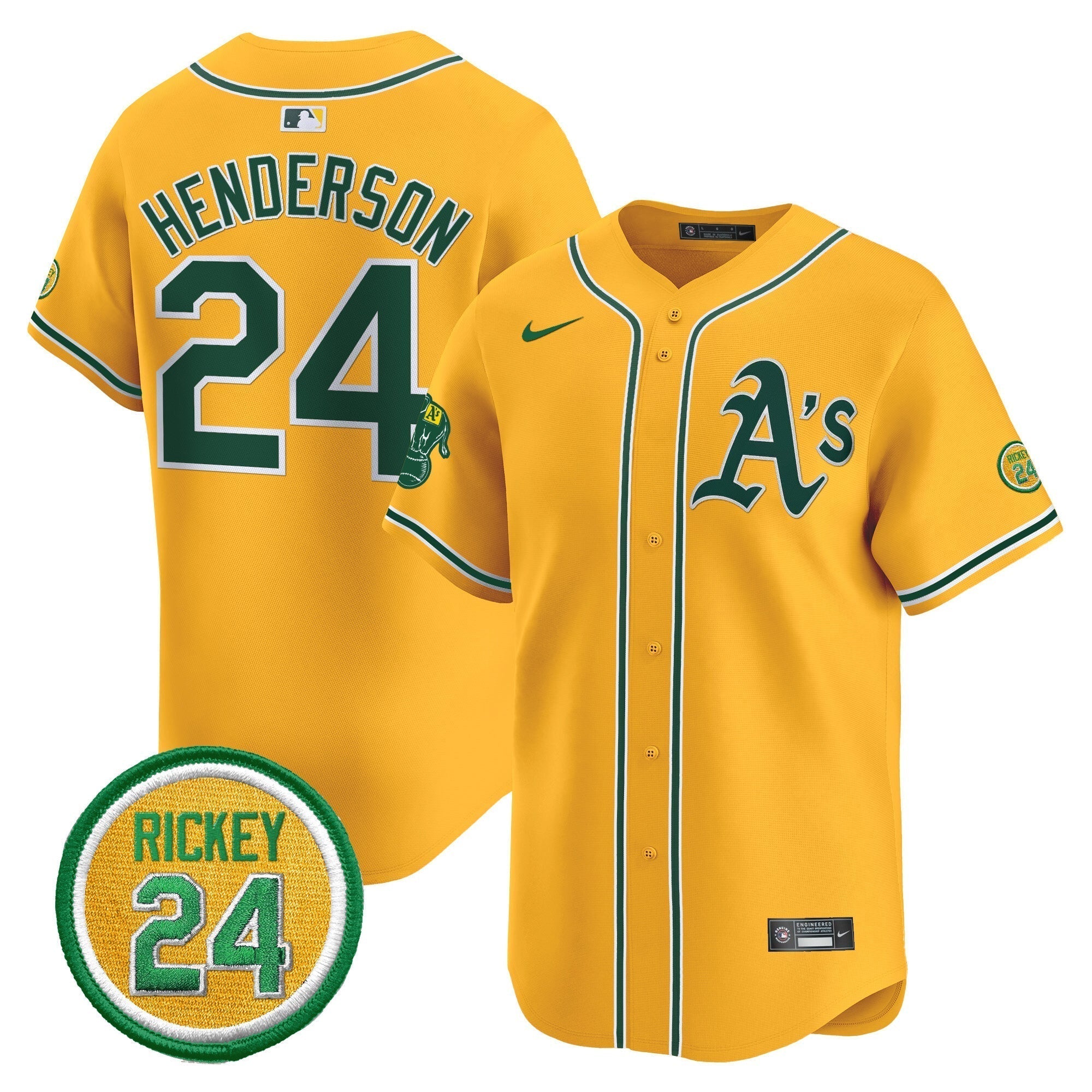 OAK Rickey Henderson Patch Vapor Premier Limited Jersey - Stitched