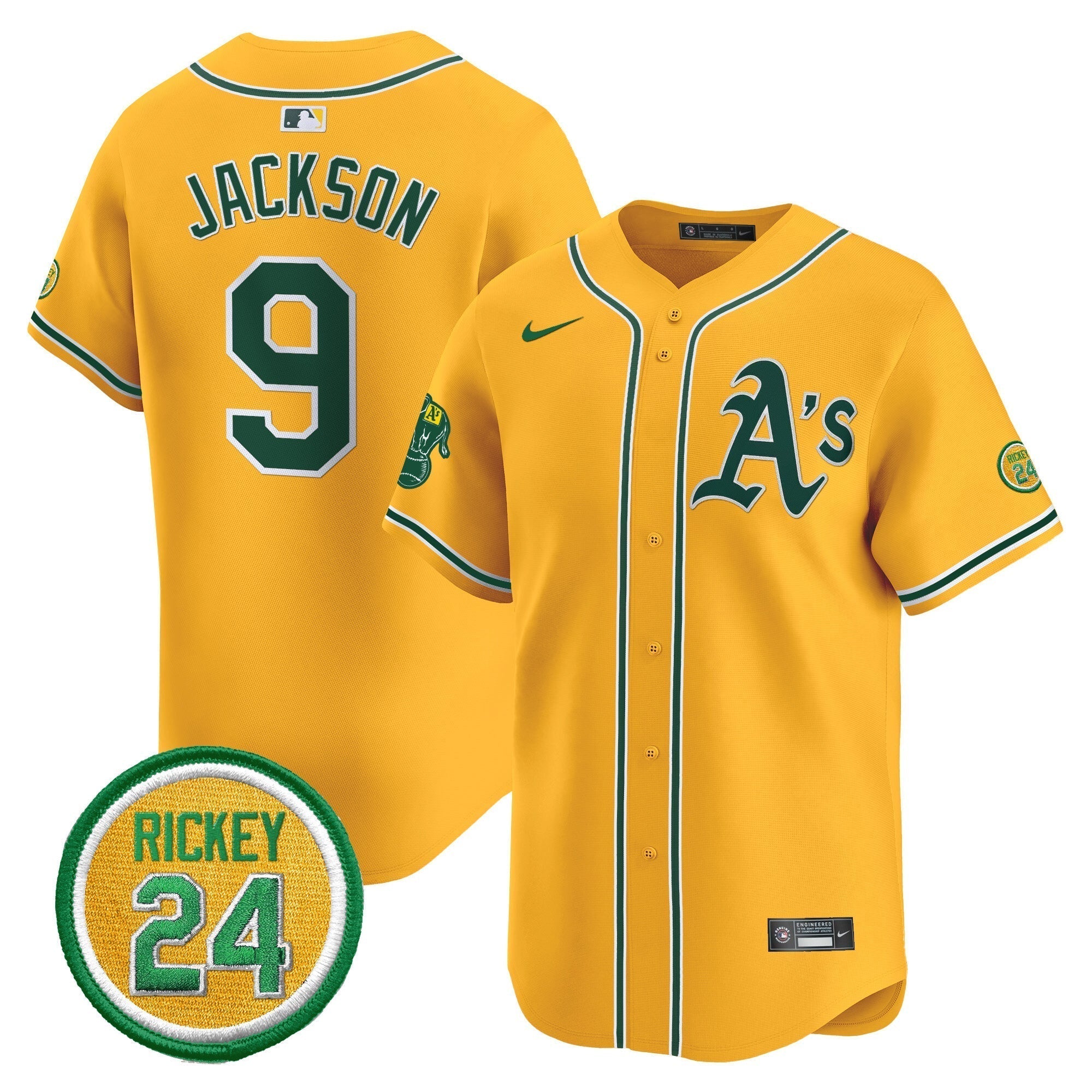 OAK Rickey Henderson Patch Vapor Premier Limited Jersey - Stitched