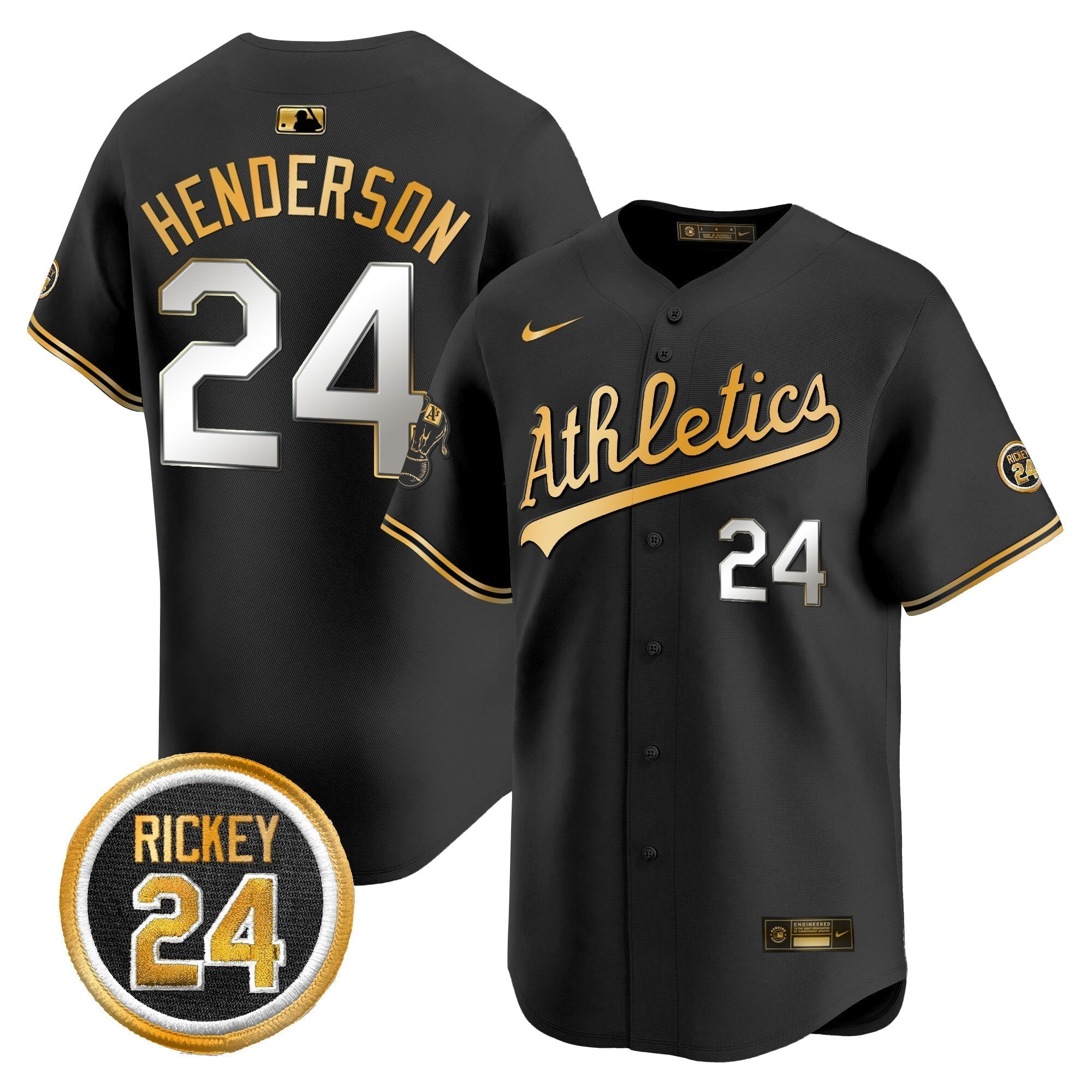 OAK Rickey Henderson Patch Vapor Premier Limited Jersey - Stitched